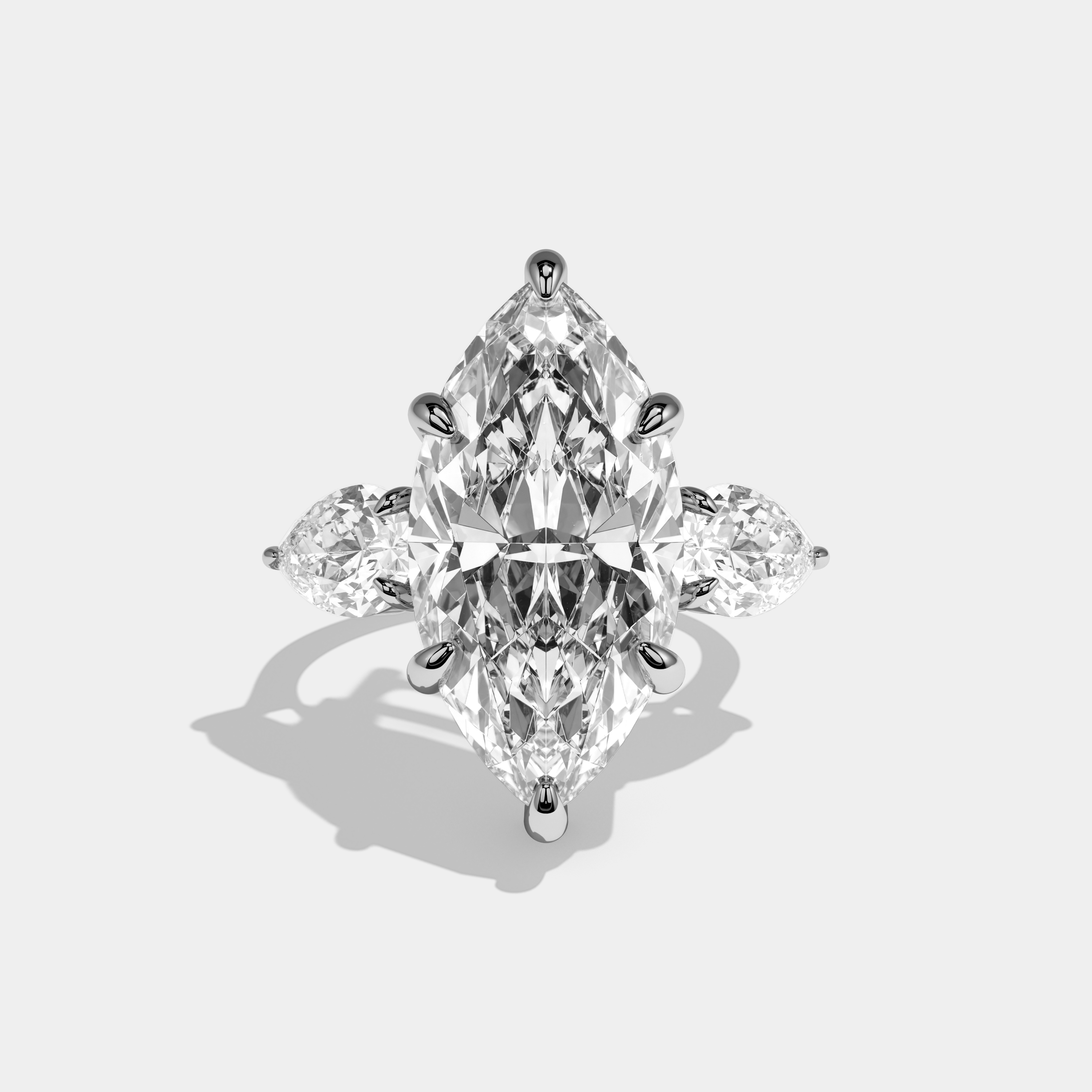 Ruby Etoile Marquise Cut Diamond Halo Engagement Ring 12ct 18K White Gold