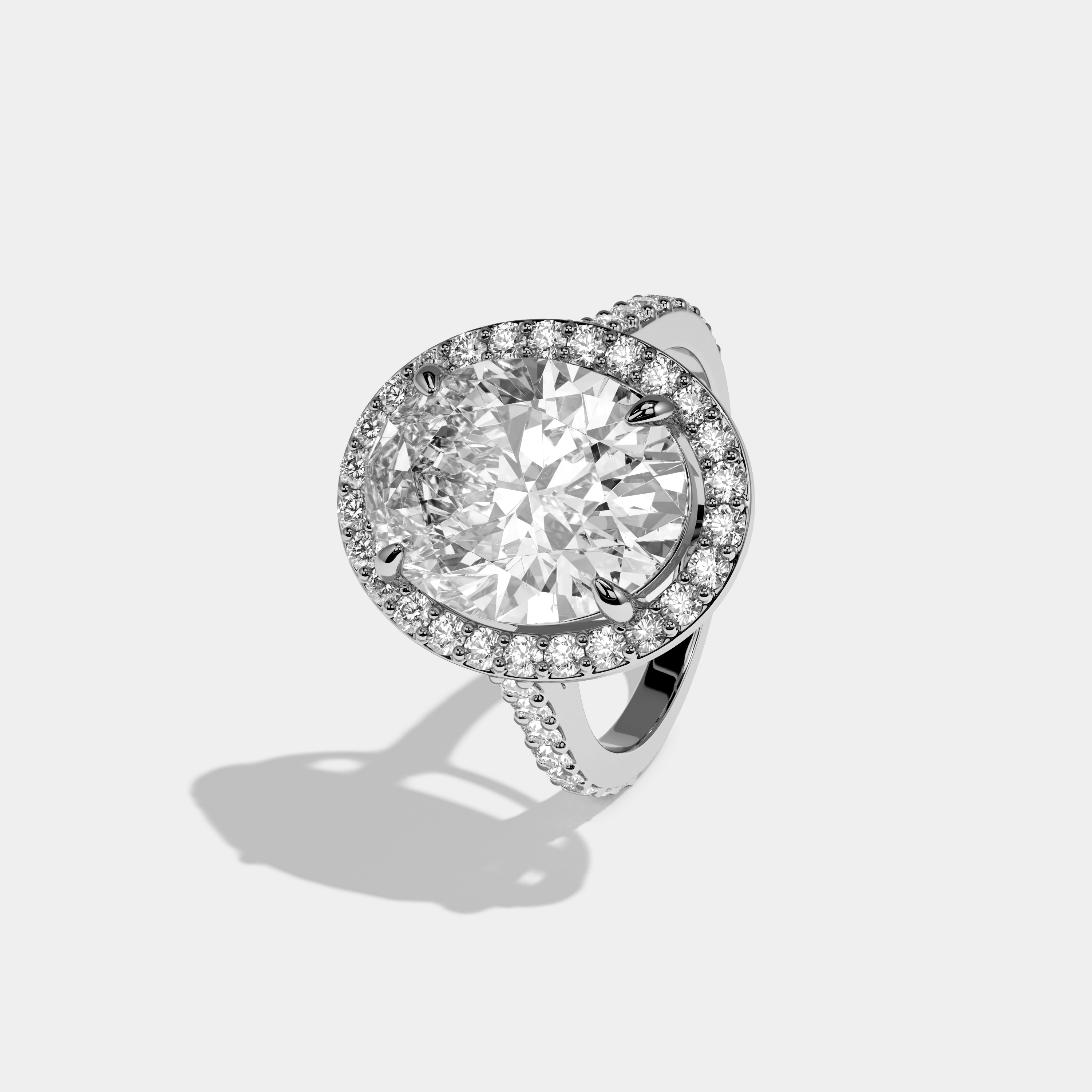 Orla Oval Cut Diamond Halo Engagement Ring 10ct 18K White Gold