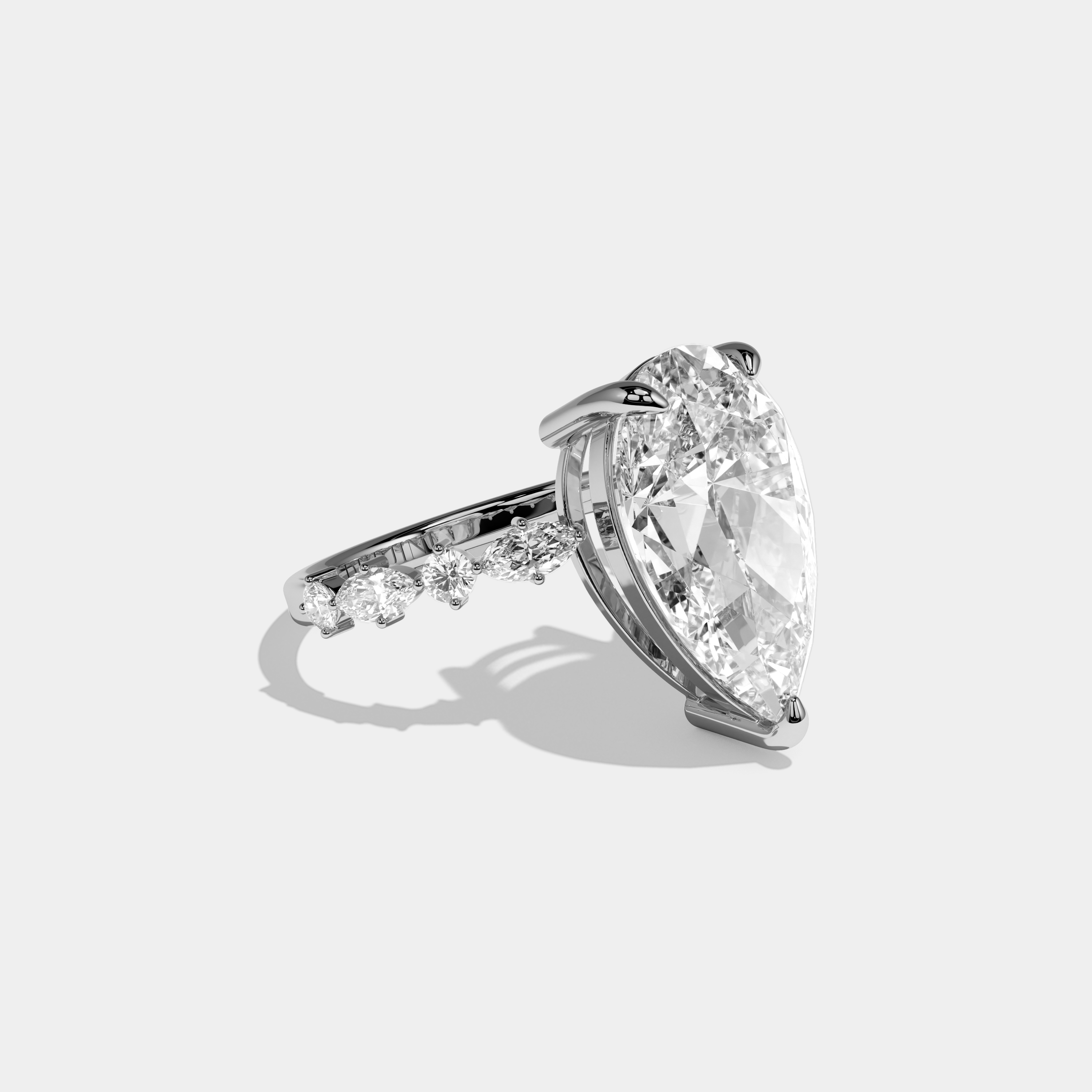 Cordelia Pear Cut Diamond Halo Engagement Ring 8ct 18K White Gold