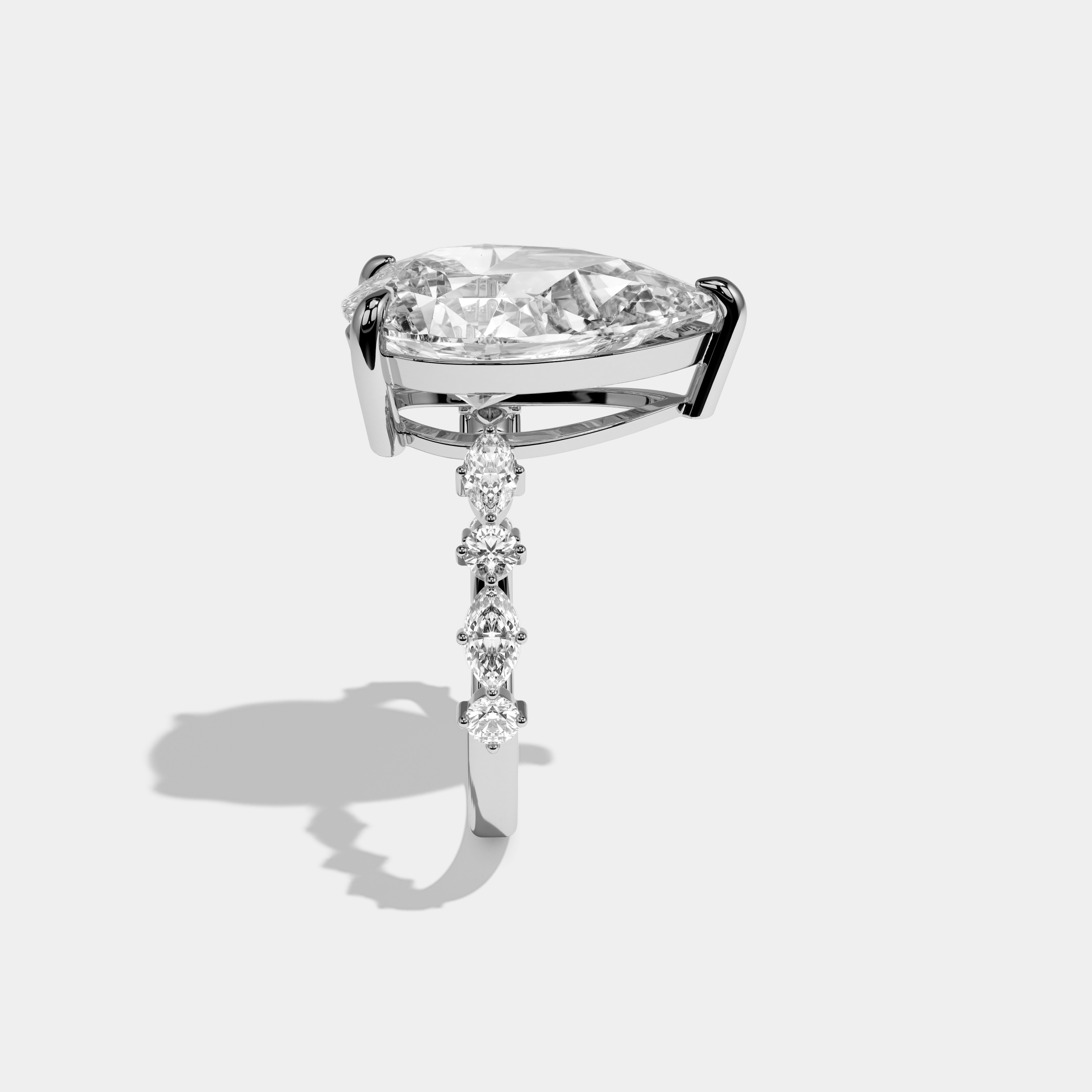 Cordelia Pear Cut Diamond Halo Engagement Ring 8ct 18K White Gold