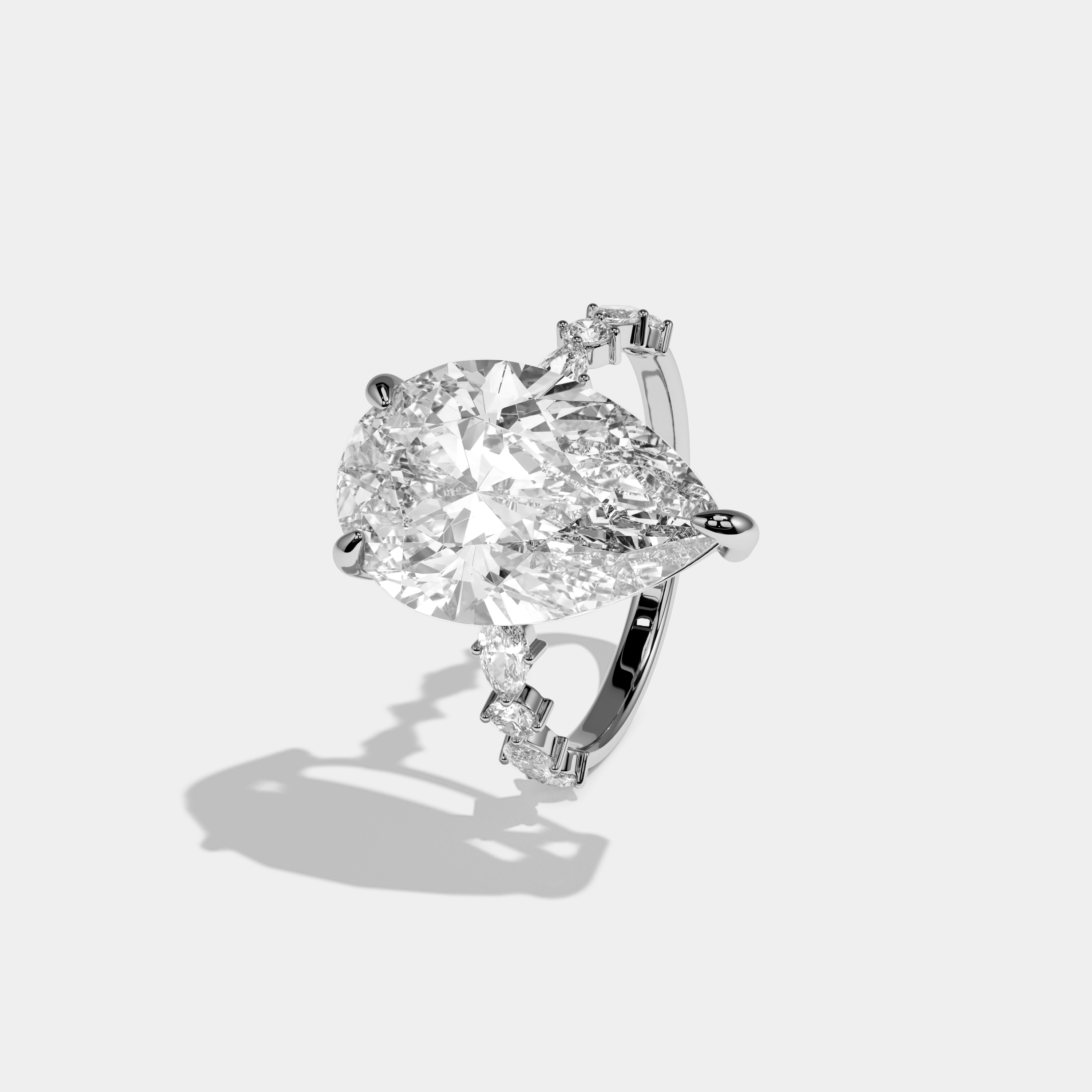Cordelia Pear Cut Diamond Halo Engagement Ring 8ct 18K White Gold