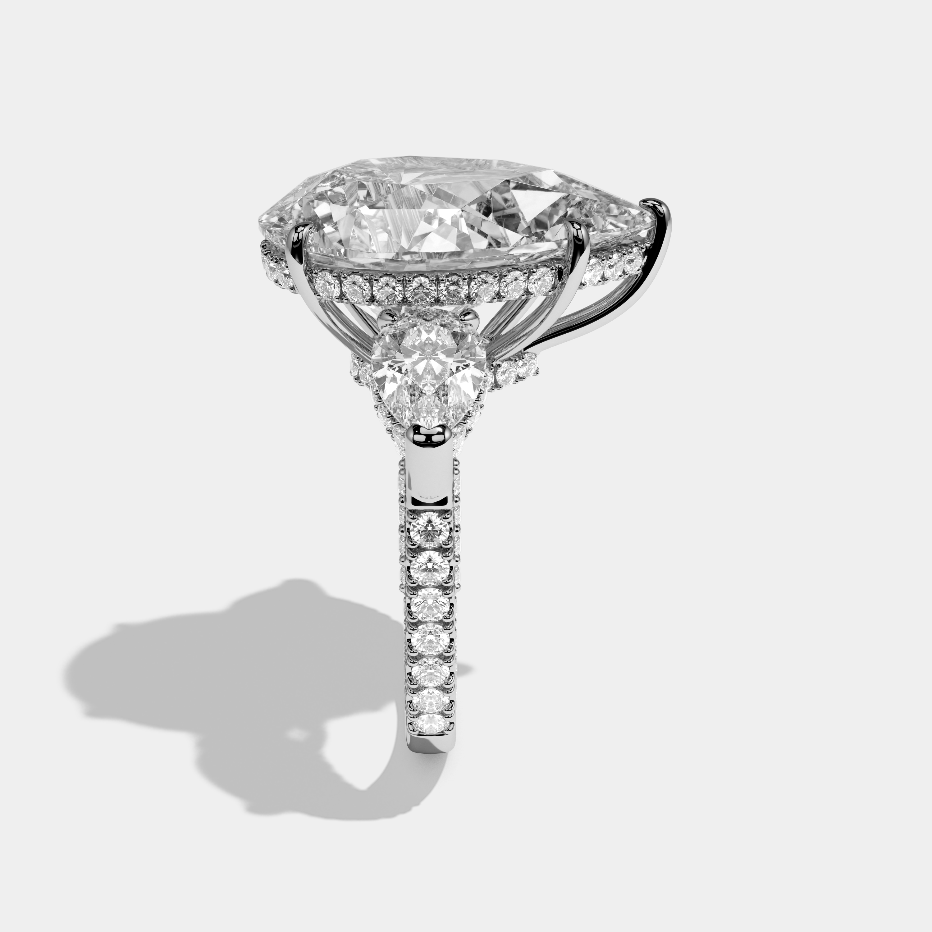 Bianca Pear Cut Diamond Halo Engagement Ring 10ct 18K White Gold