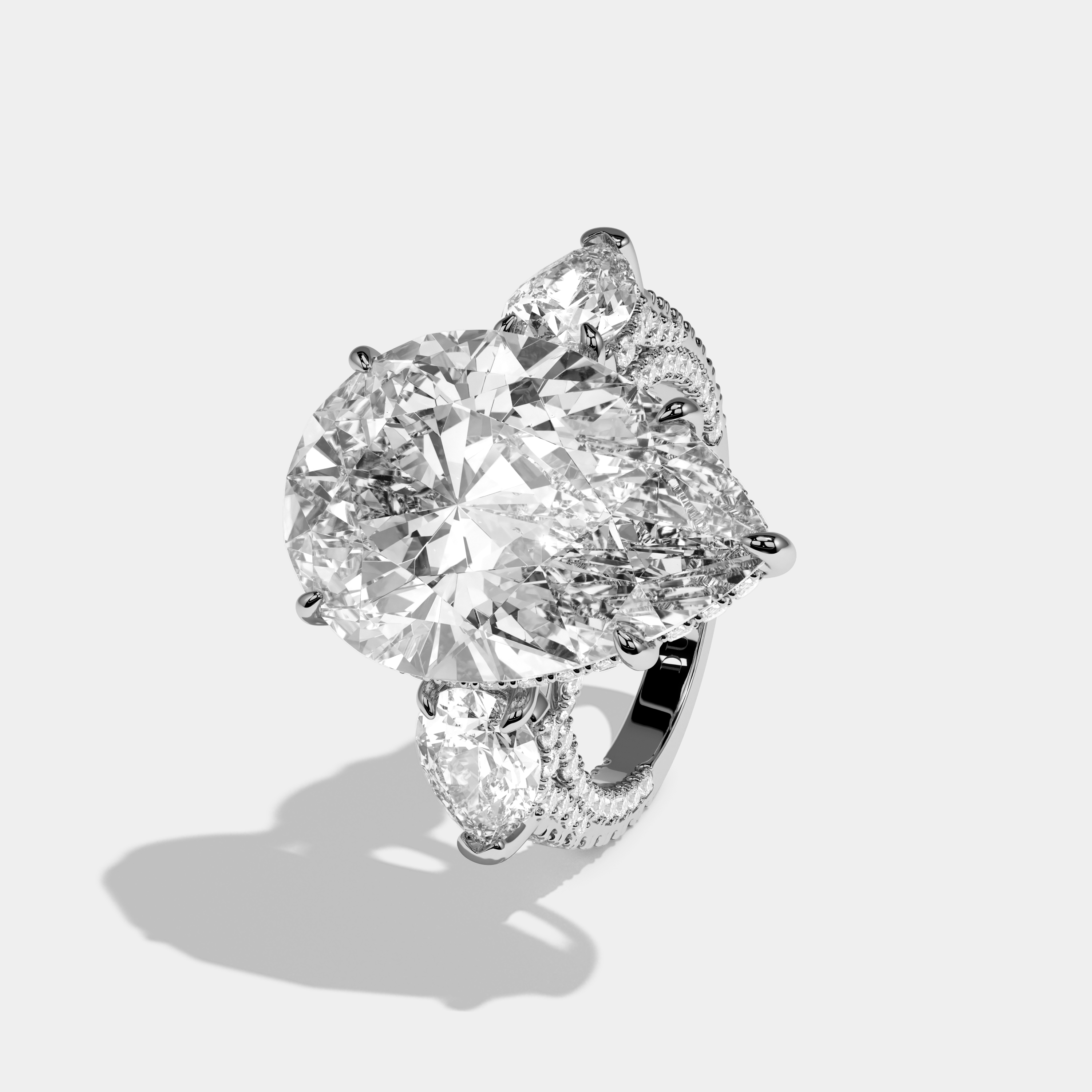 Bianca Pear Cut Diamond Halo Engagement Ring 10ct 18K White Gold