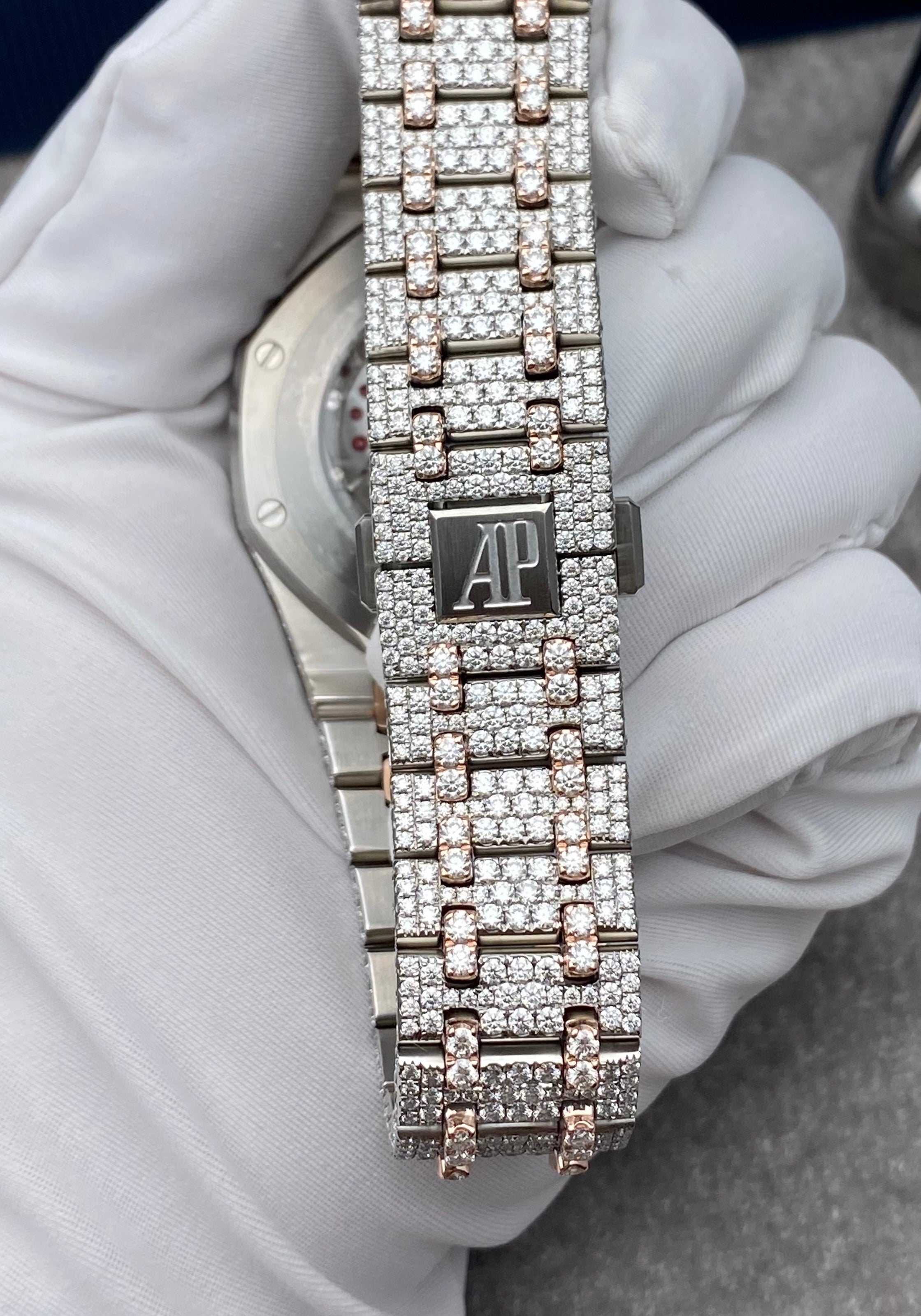 Customised Audemars Piguet Royal Oak 15400OR 41mm Watch w/Diamonds and Arabic Dial