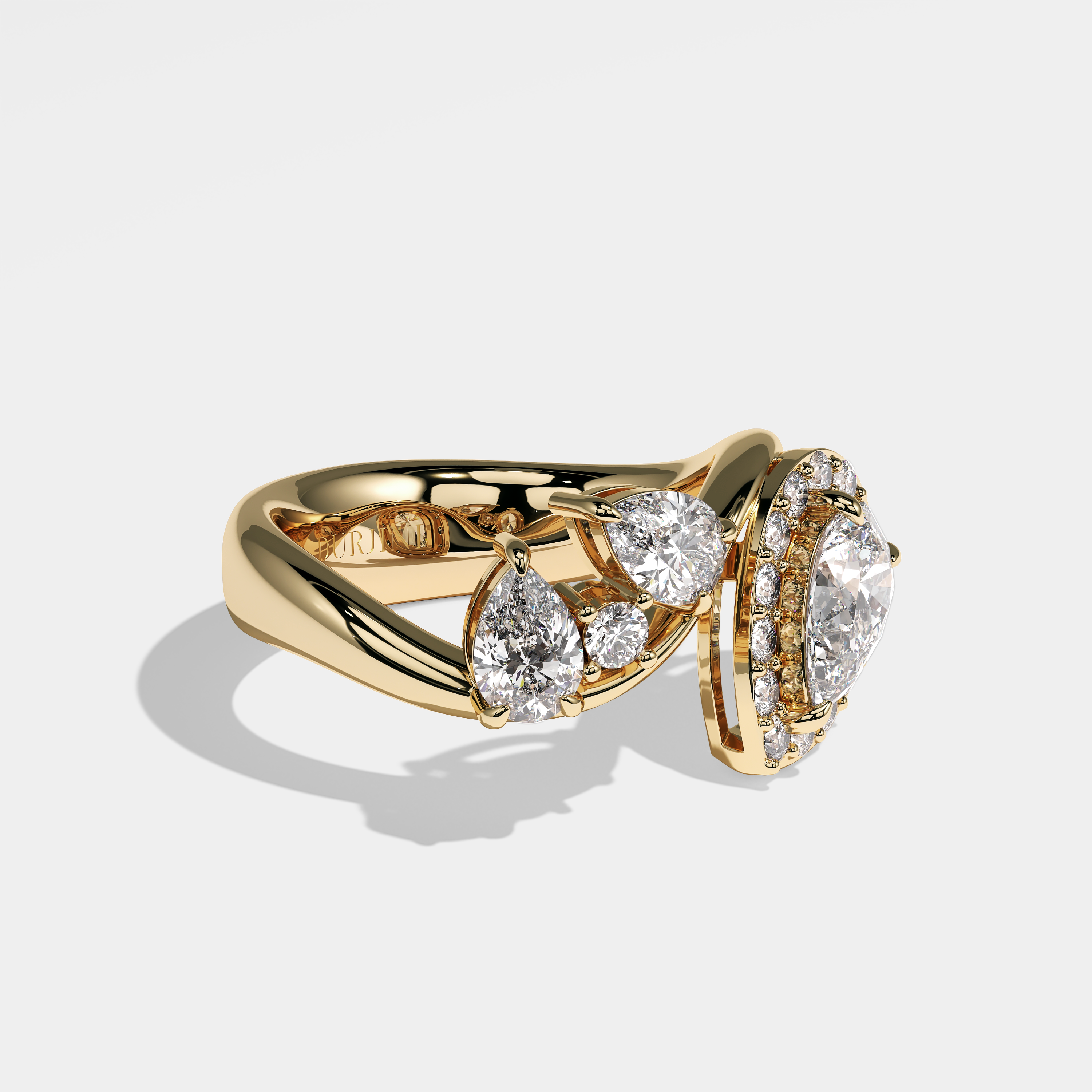 Right View – Kurbãni Durjini Blanche Diamond Pear Engagement Ring Yellow Gold