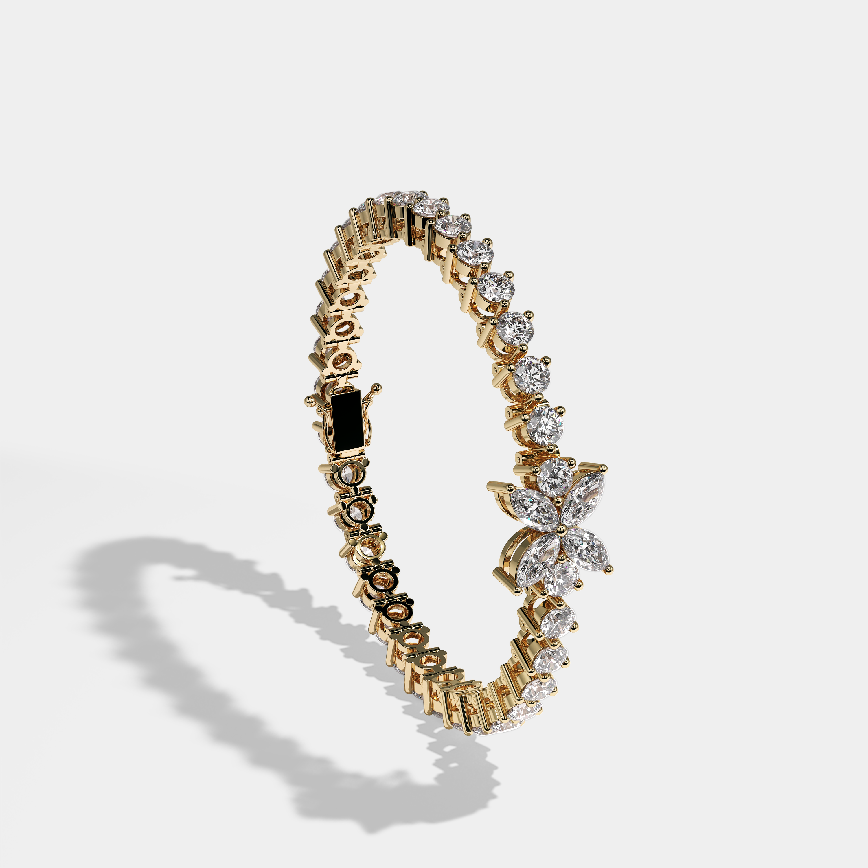 Durjini Tennis round brilliant diamond 3MM bracelet in 18K yellow gold by Kurbãni Durjini, right view