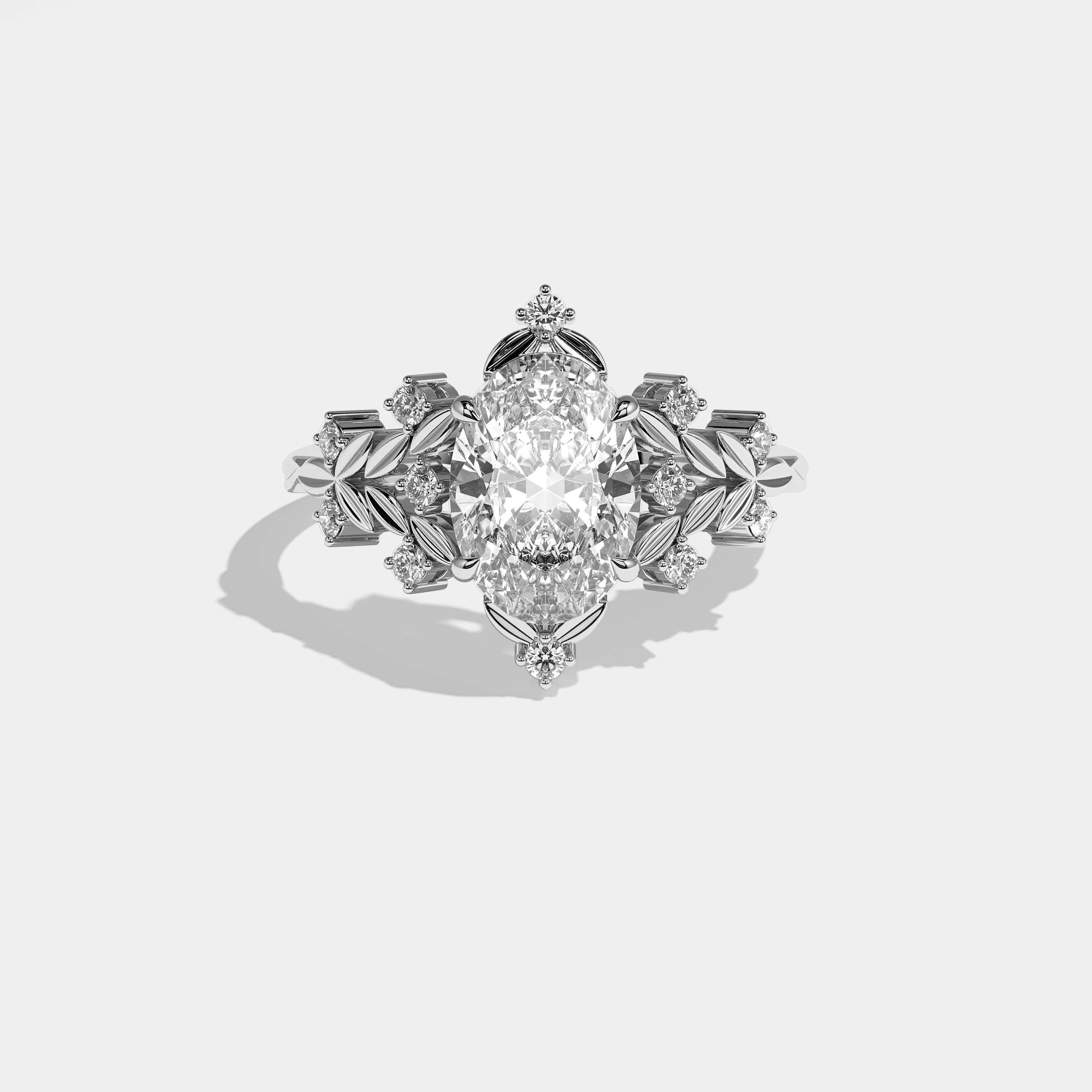 Mina Diamond Oval Engagement Ring 18K White Gold 5.00ct