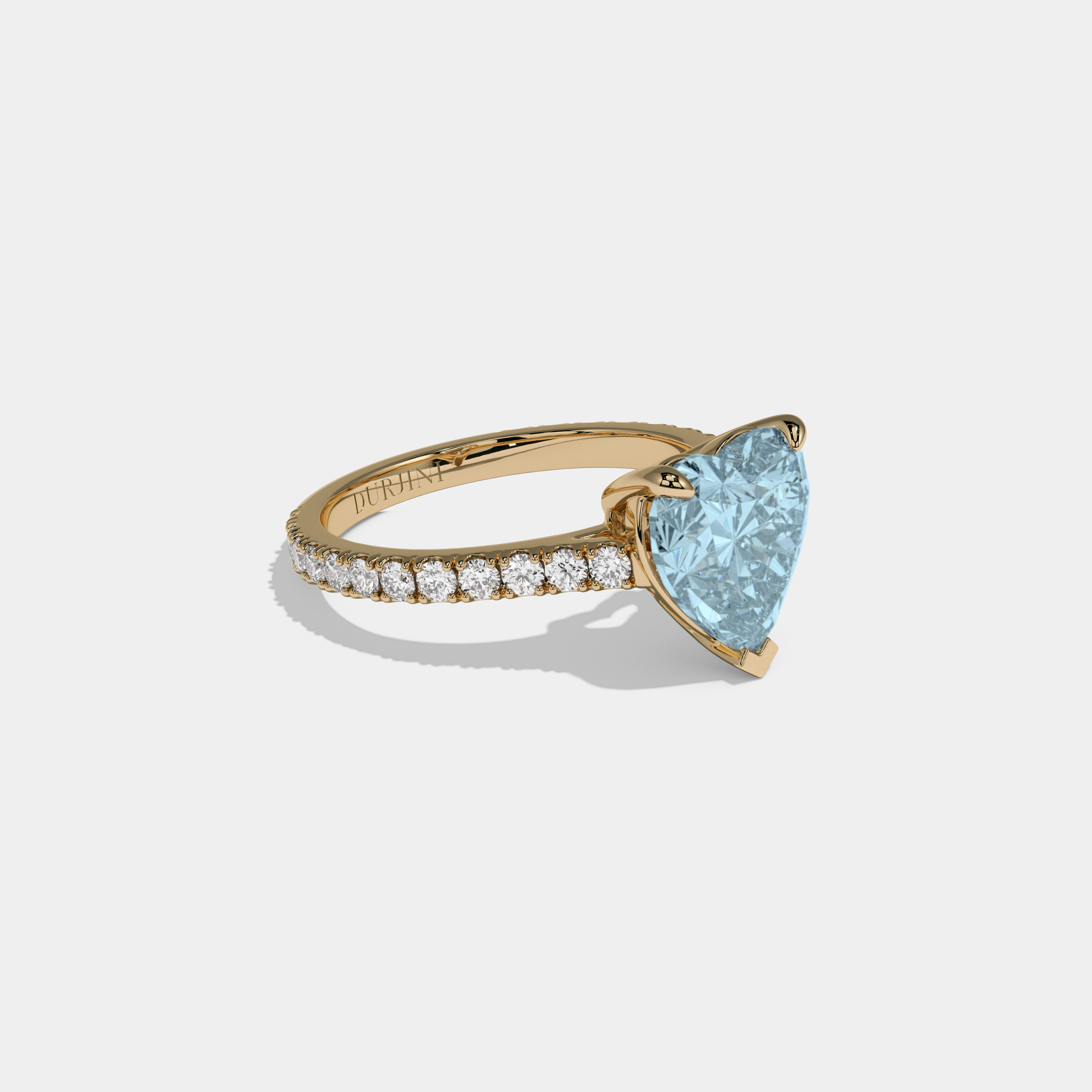Caroline Fancy Light Blue Heart Cut Diamond Engagement Ring 7ct 18K Yellow Gold