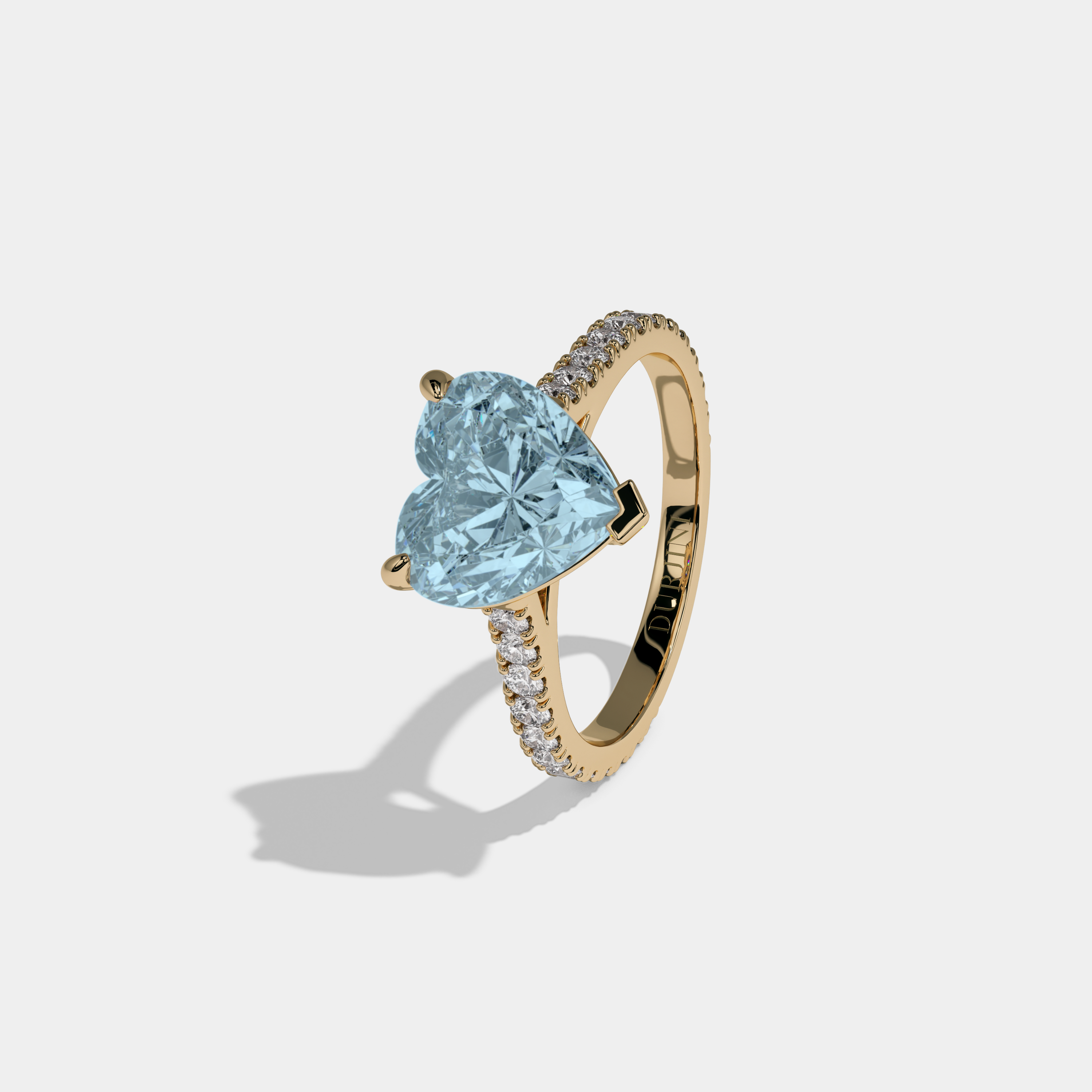 Caroline Fancy Light Blue Heart Cut Diamond Engagement Ring 7ct 18K Yellow Gold