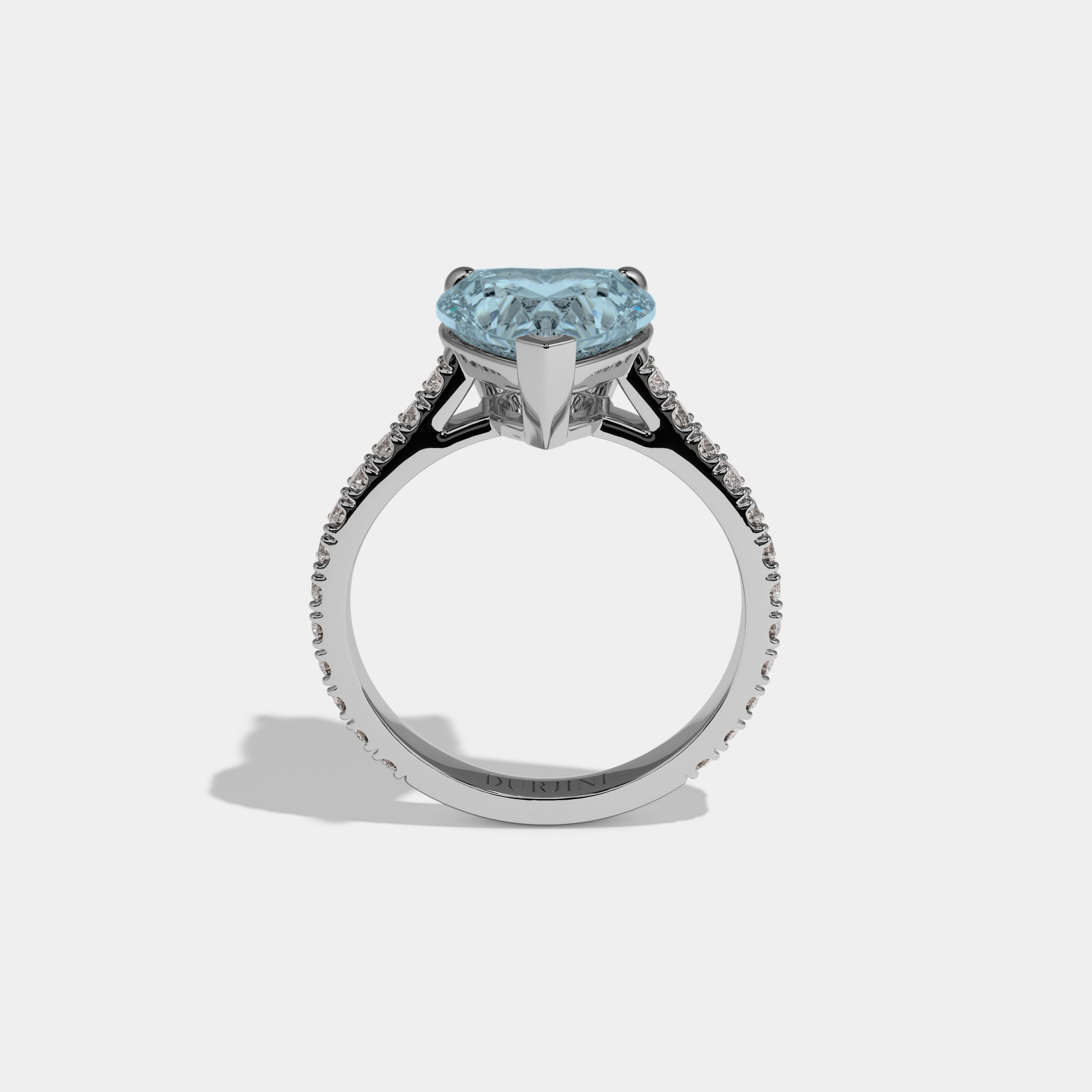 Margaret Fancy Light Blue Heart Cut Diamond Engagement Ring 7ct 18K White Gold