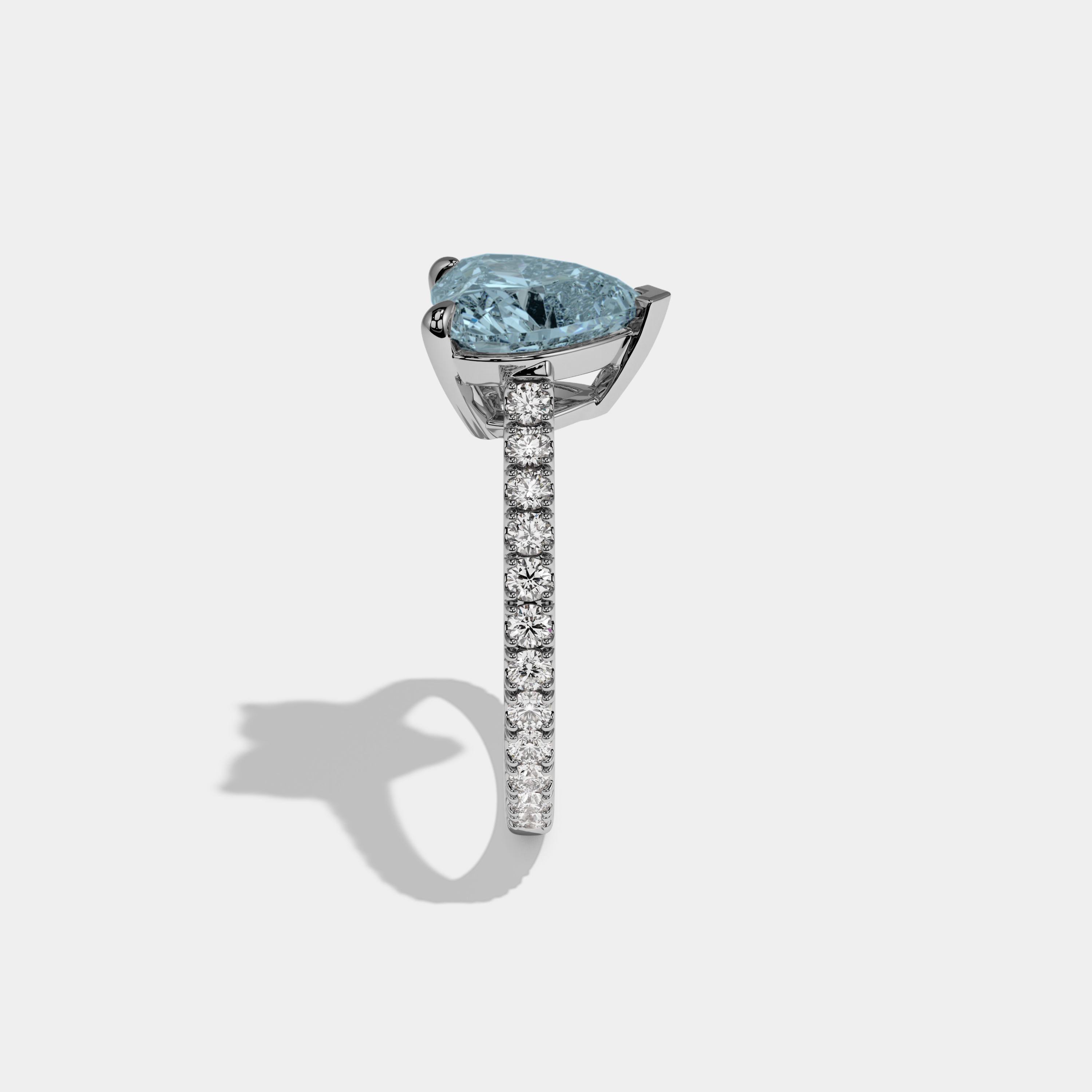 Margaret Fancy Light Blue Heart Cut Diamond Engagement Ring 7ct 18K White Gold
