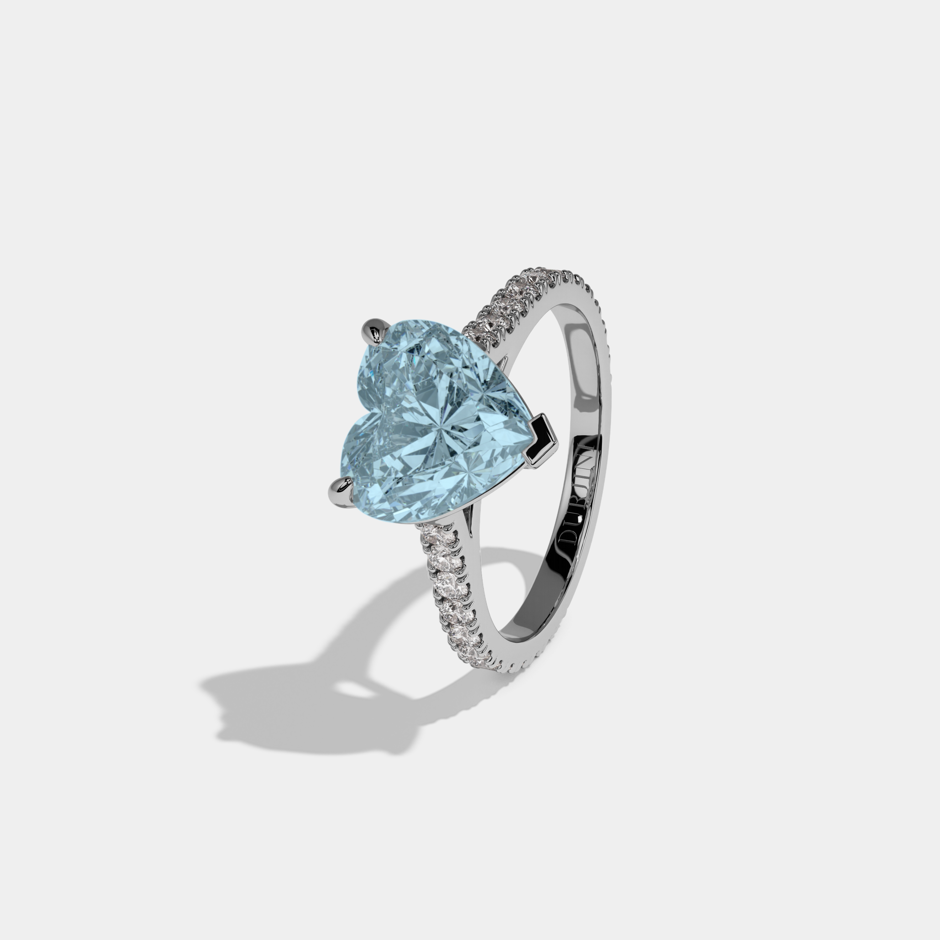 Margaret Fancy Light Blue Heart Cut Diamond Engagement Ring 7ct 18K White Gold