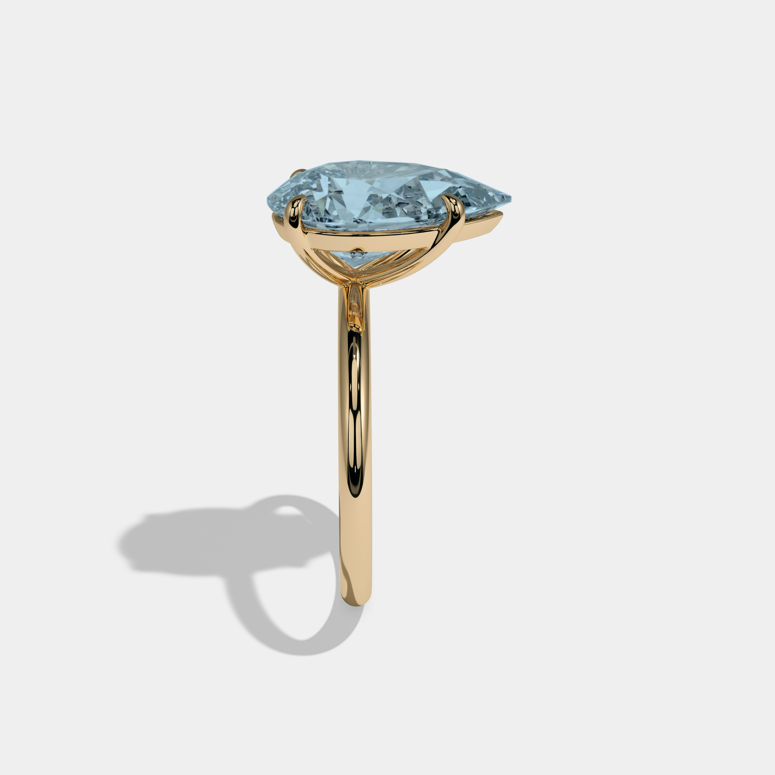 Anne Fancy Light Blue Pear Cut Diamond Plain Band Engagement Ring 6ct 18K Yellow Gold