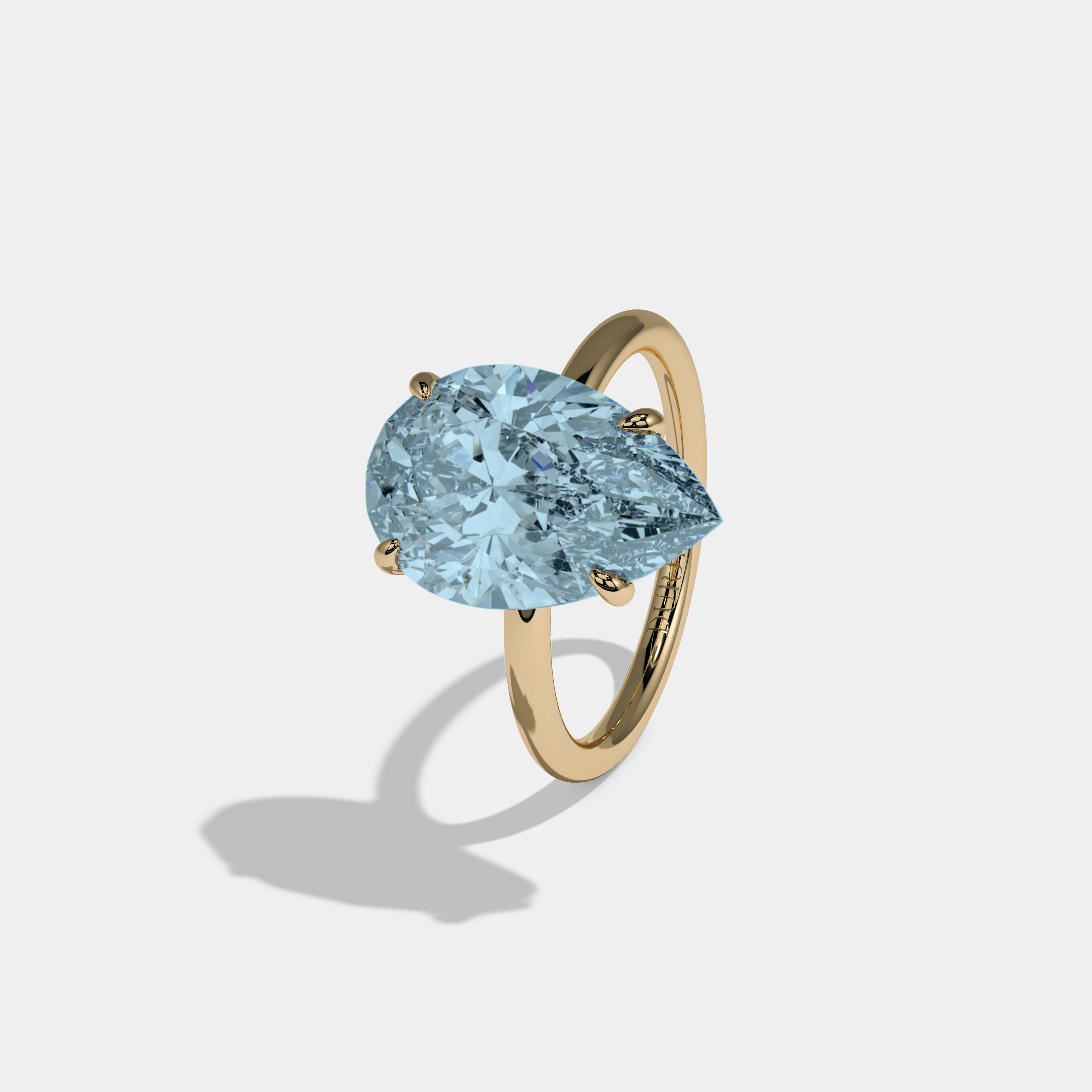 Anne Fancy Light Blue Pear Cut Diamond Plain Band Engagement Ring 6ct 18K Yellow Gold