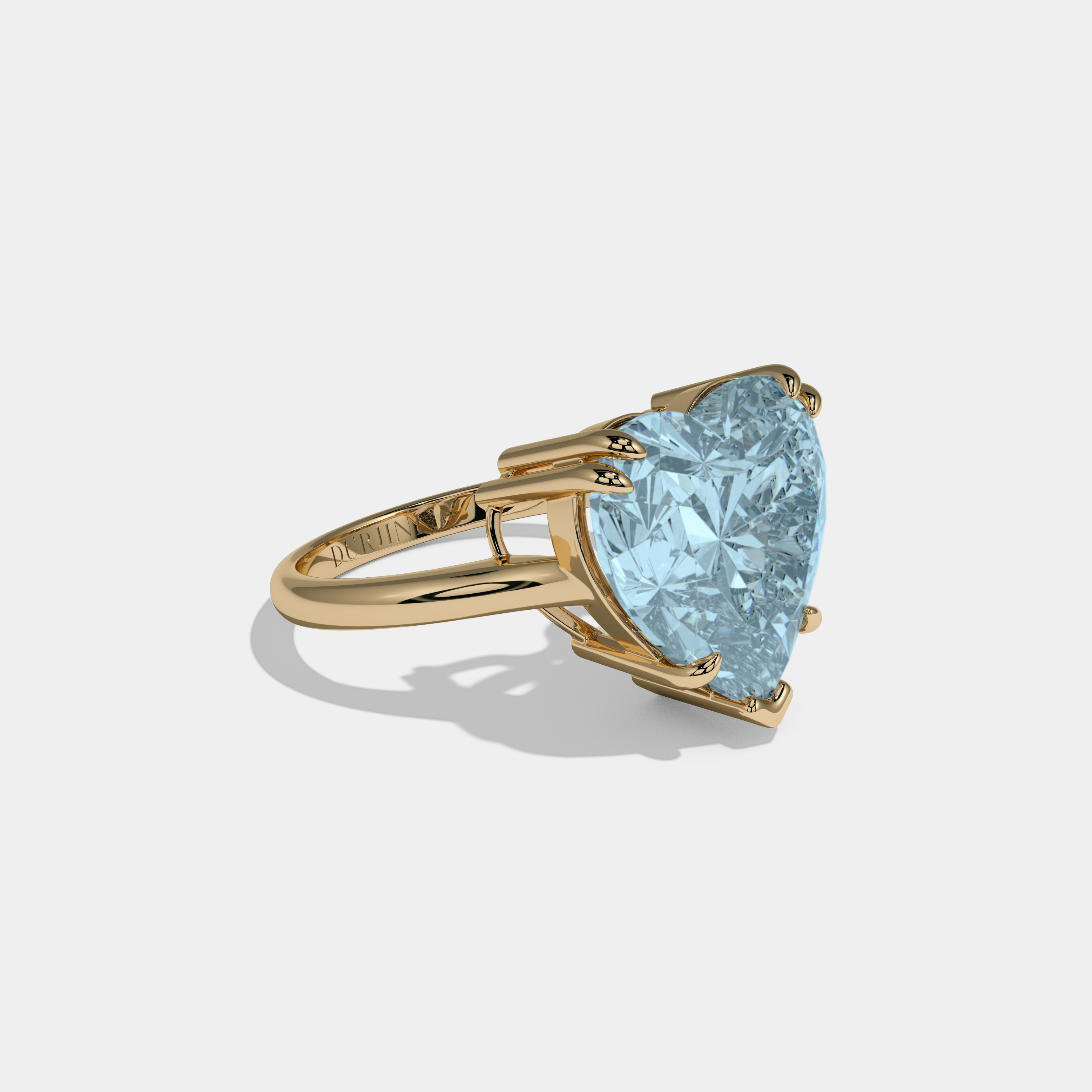 Anne Fancy Light Blue Heart Brilliant Cut Diamond Plain Band Engagement Ring 6ct 18K Yellow Gold