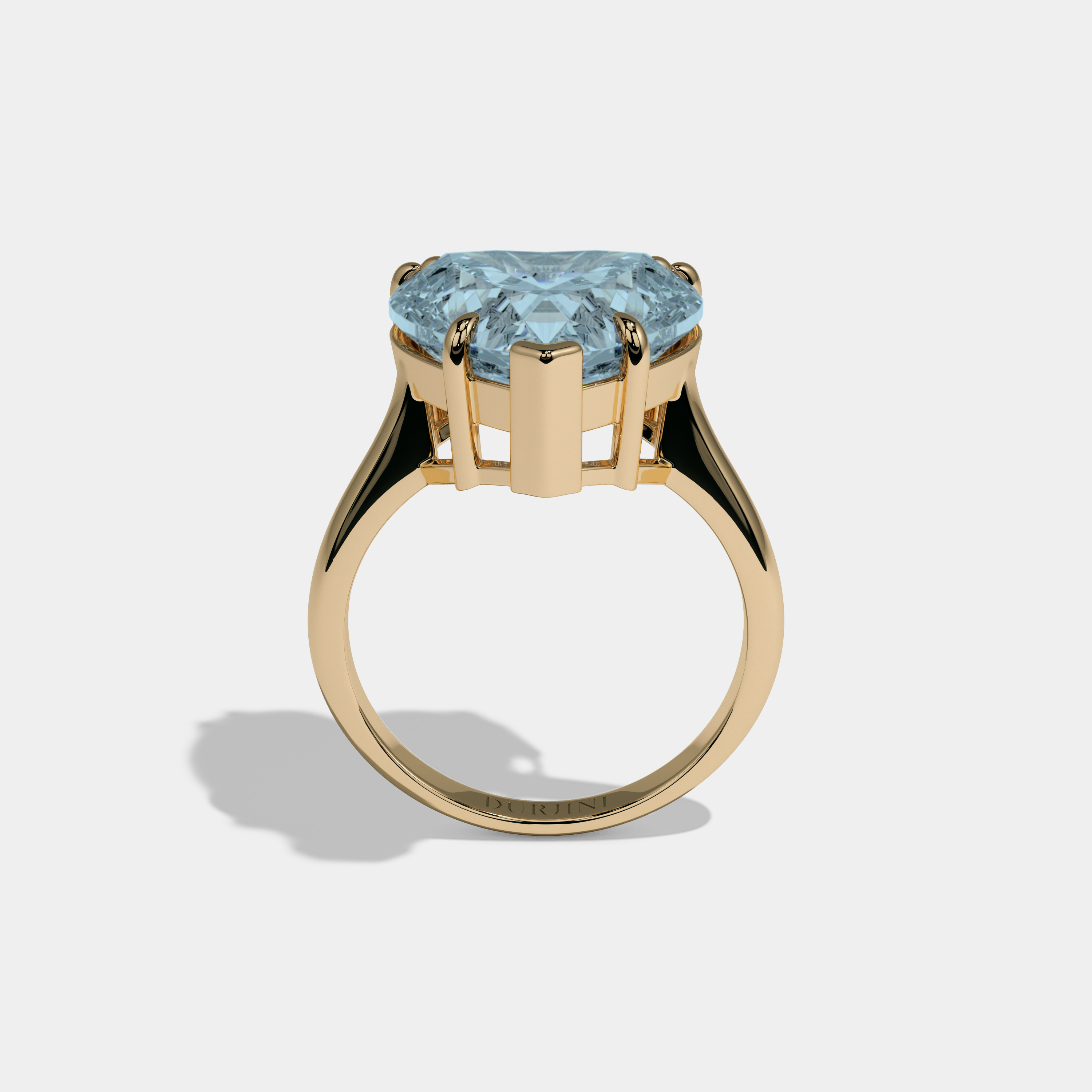 Anne Fancy Light Blue Heart Brilliant Cut Diamond Plain Band Engagement Ring 6ct 18K Yellow Gold
