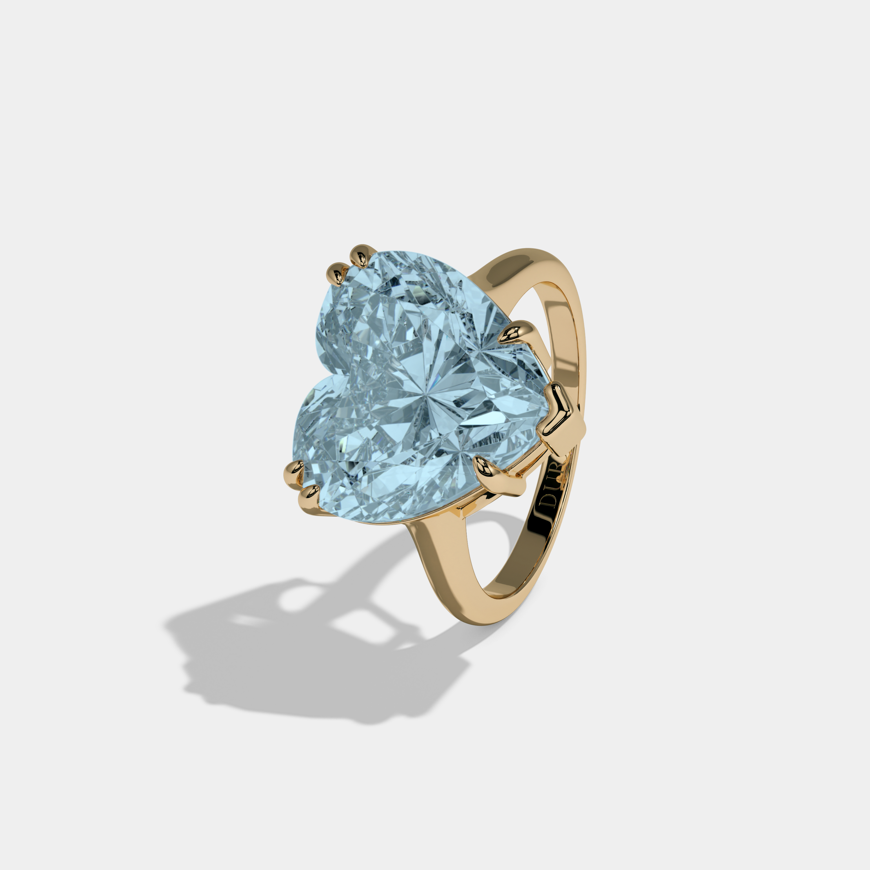 Anne Fancy Light Blue Heart Brilliant Cut Diamond Plain Band Engagement Ring 6ct 18K Yellow Gold
