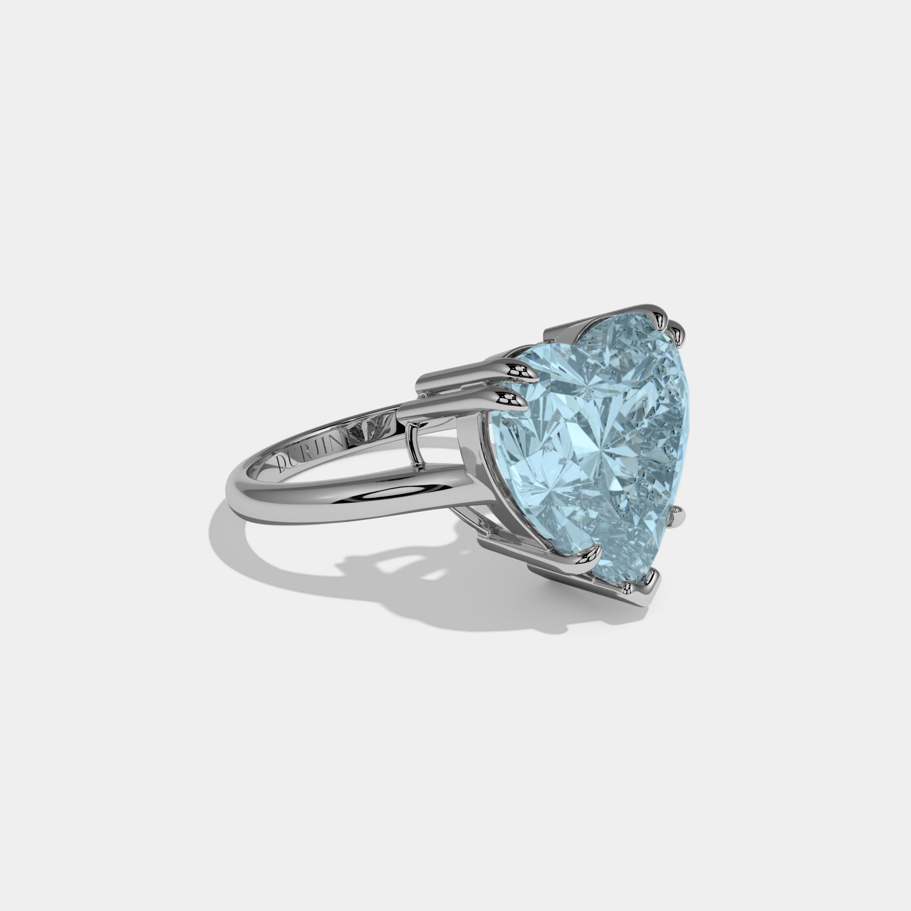 Mary Fancy Light Blue Heart Brilliant Cut Diamond Plain Band Engagement Ring 6ct 18K White Gold