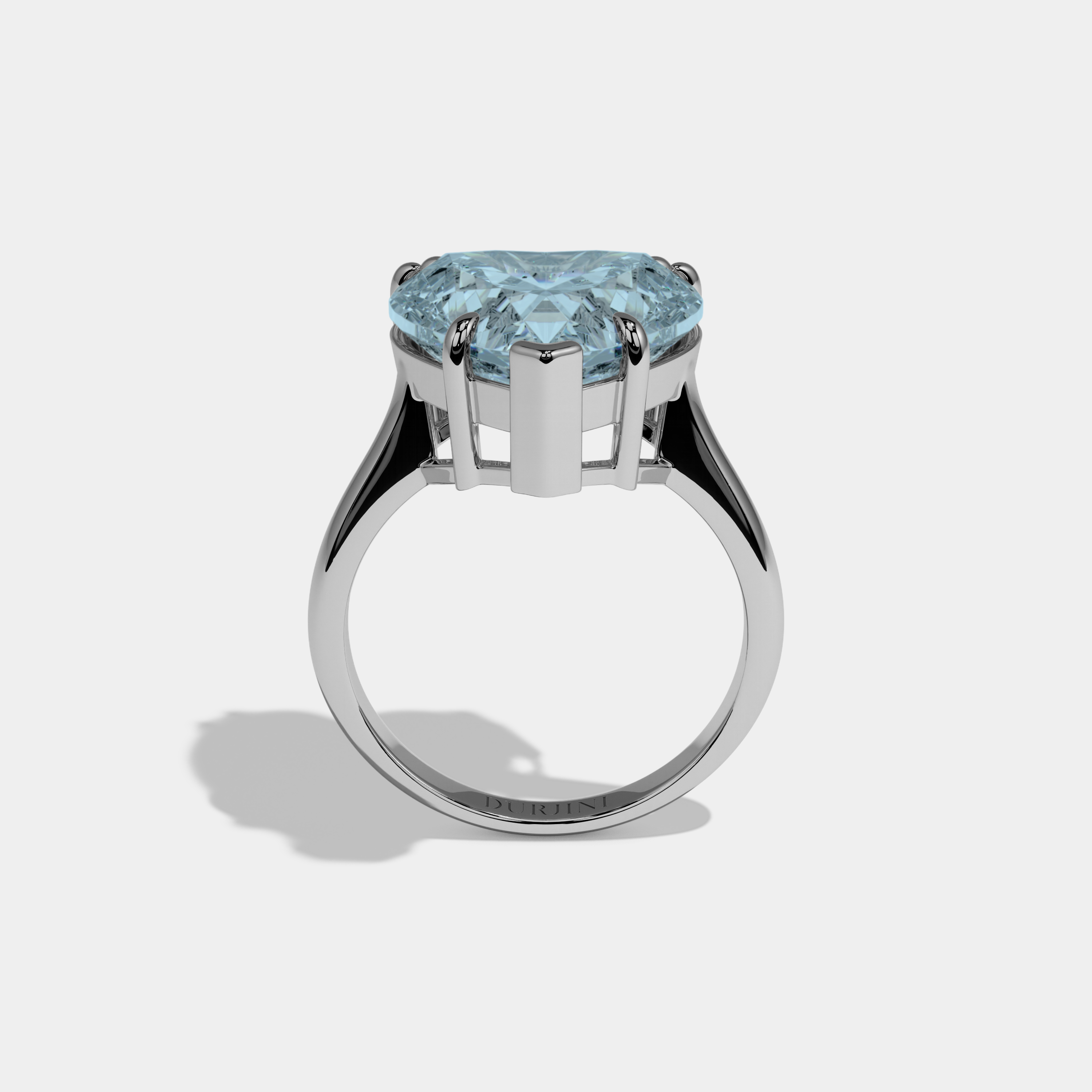 Mary Fancy Light Blue Heart Brilliant Cut Diamond Plain Band Engagement Ring 6ct 18K White Gold