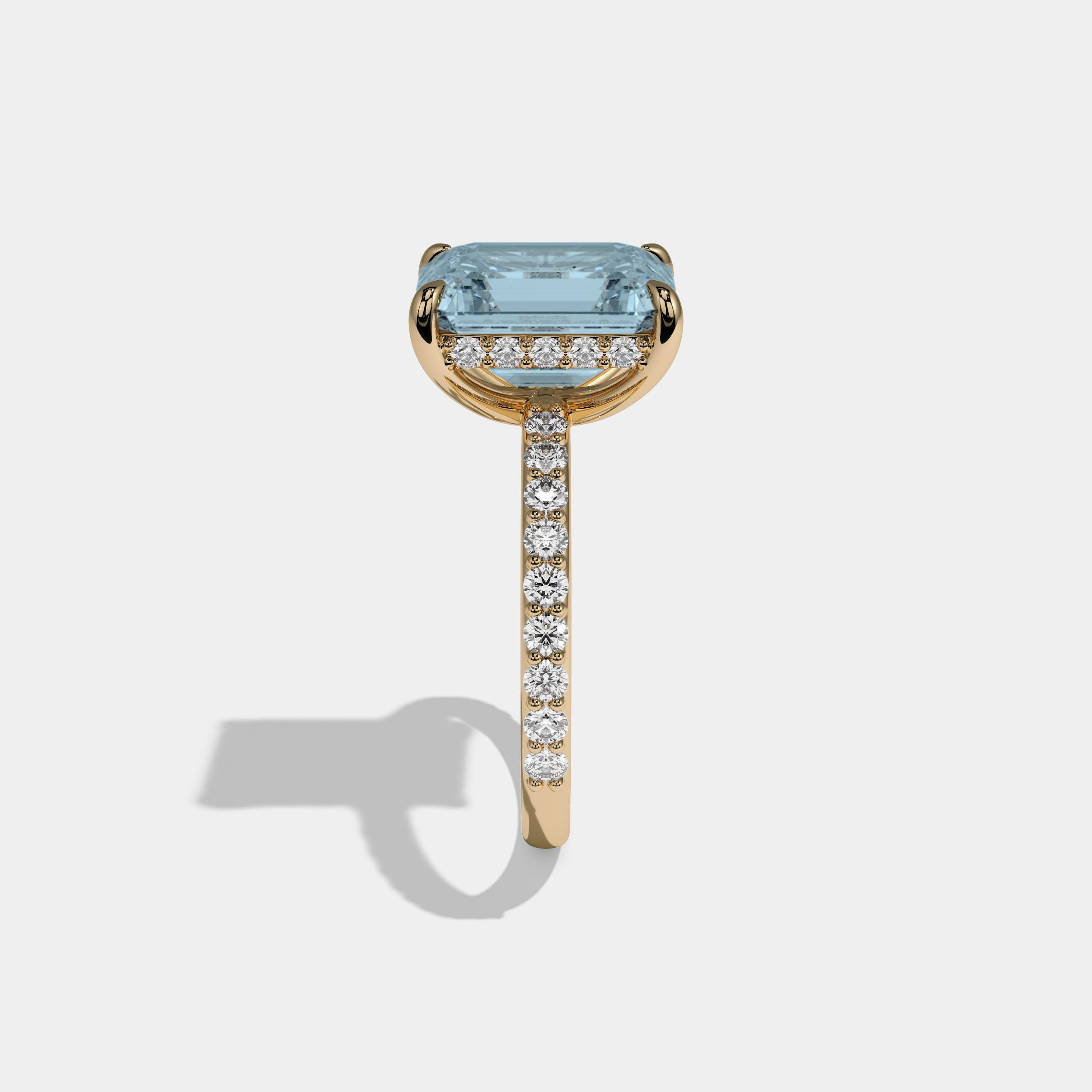 Anne Fancy Light Blue Emerald Cut Diamond Band Engagement Ring 6ct 18K Yellow Gold