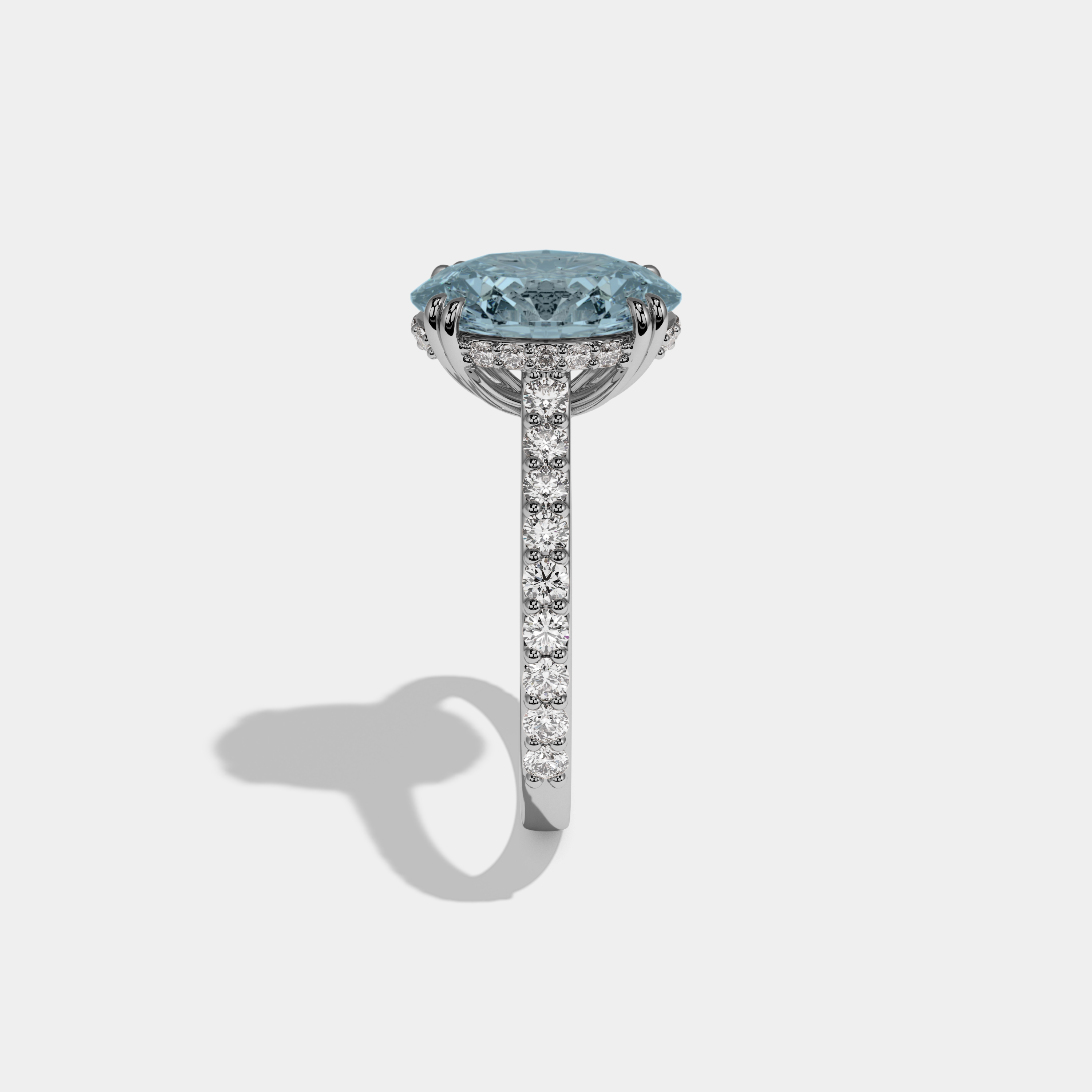 Margaret Fancy Light Blue Oval Cut Diamond Band Engagement Ring 7ct 18K White Gold