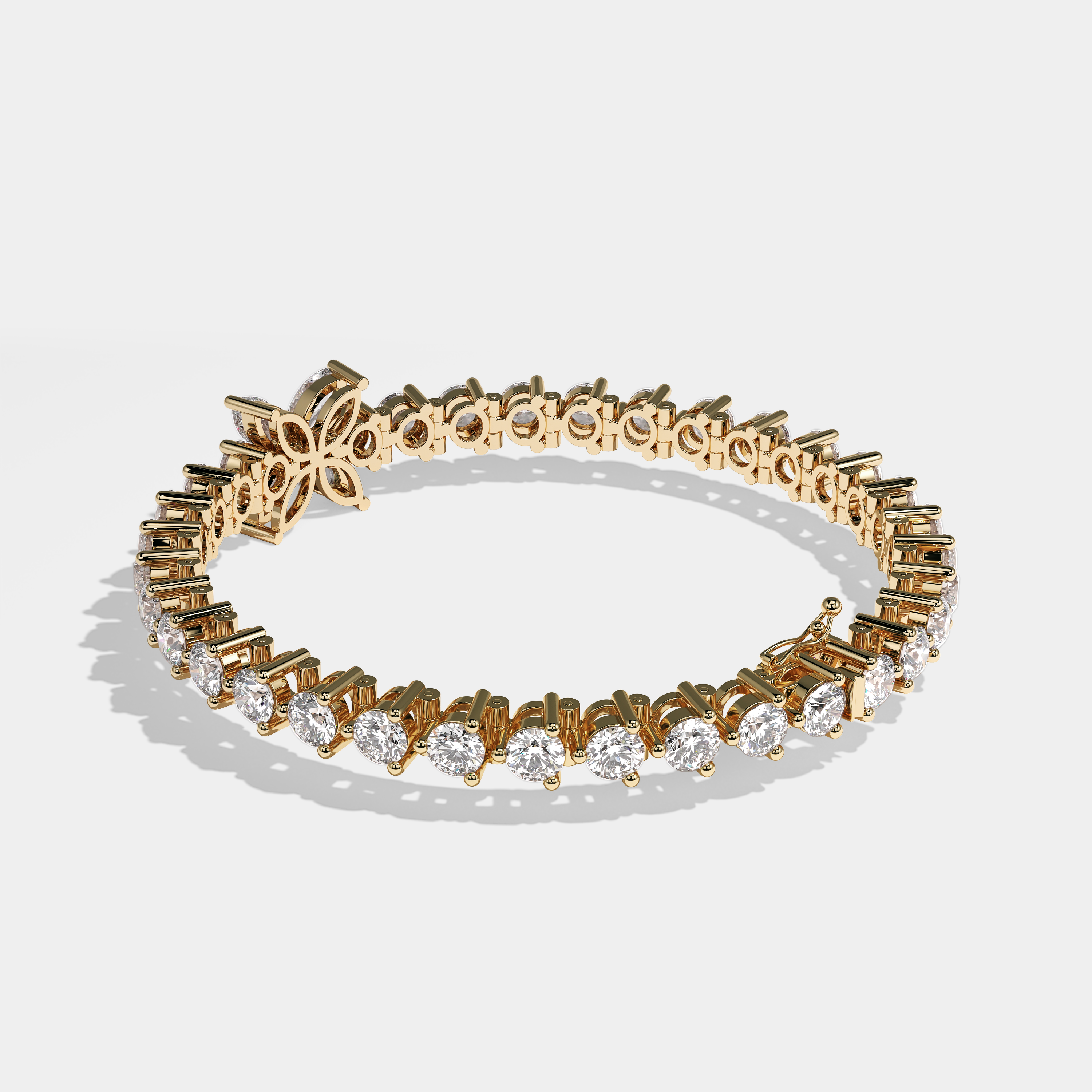 Durjini Tennis round brilliant diamond 3MM bracelet in 18K yellow gold by Kurbãni Durjini,full view