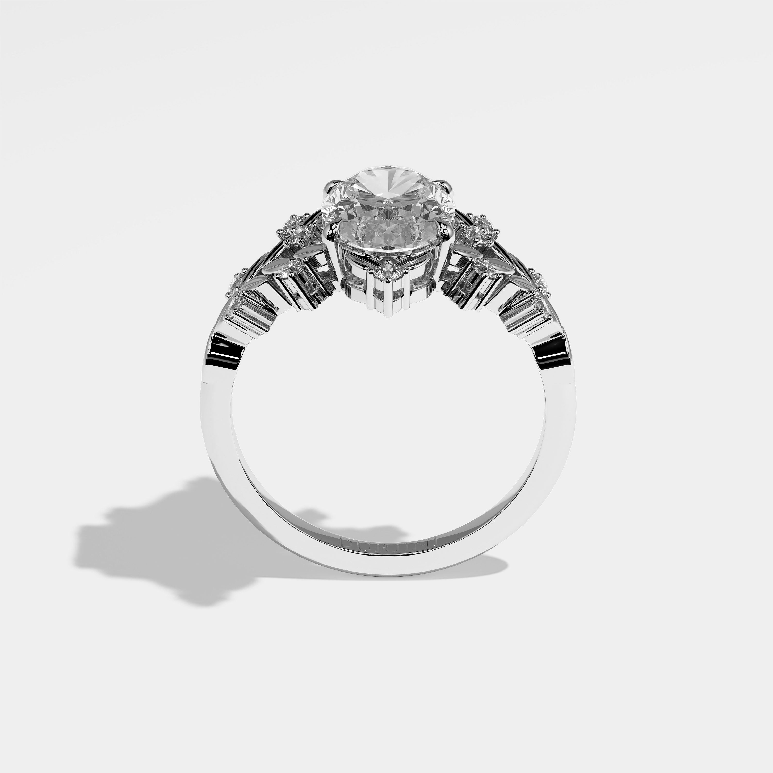 Mina Diamond Oval Engagement Ring 18K White Gold 5.00ct