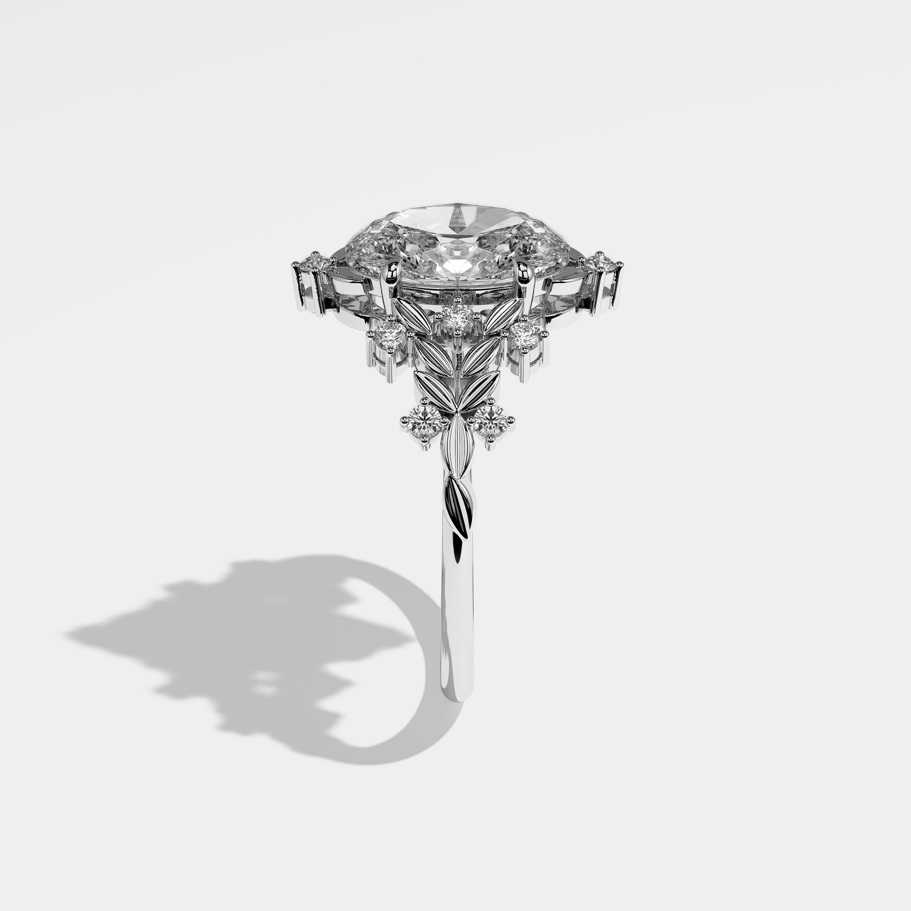 Mina Diamond Oval Engagement Ring 18K White Gold 5.00ct