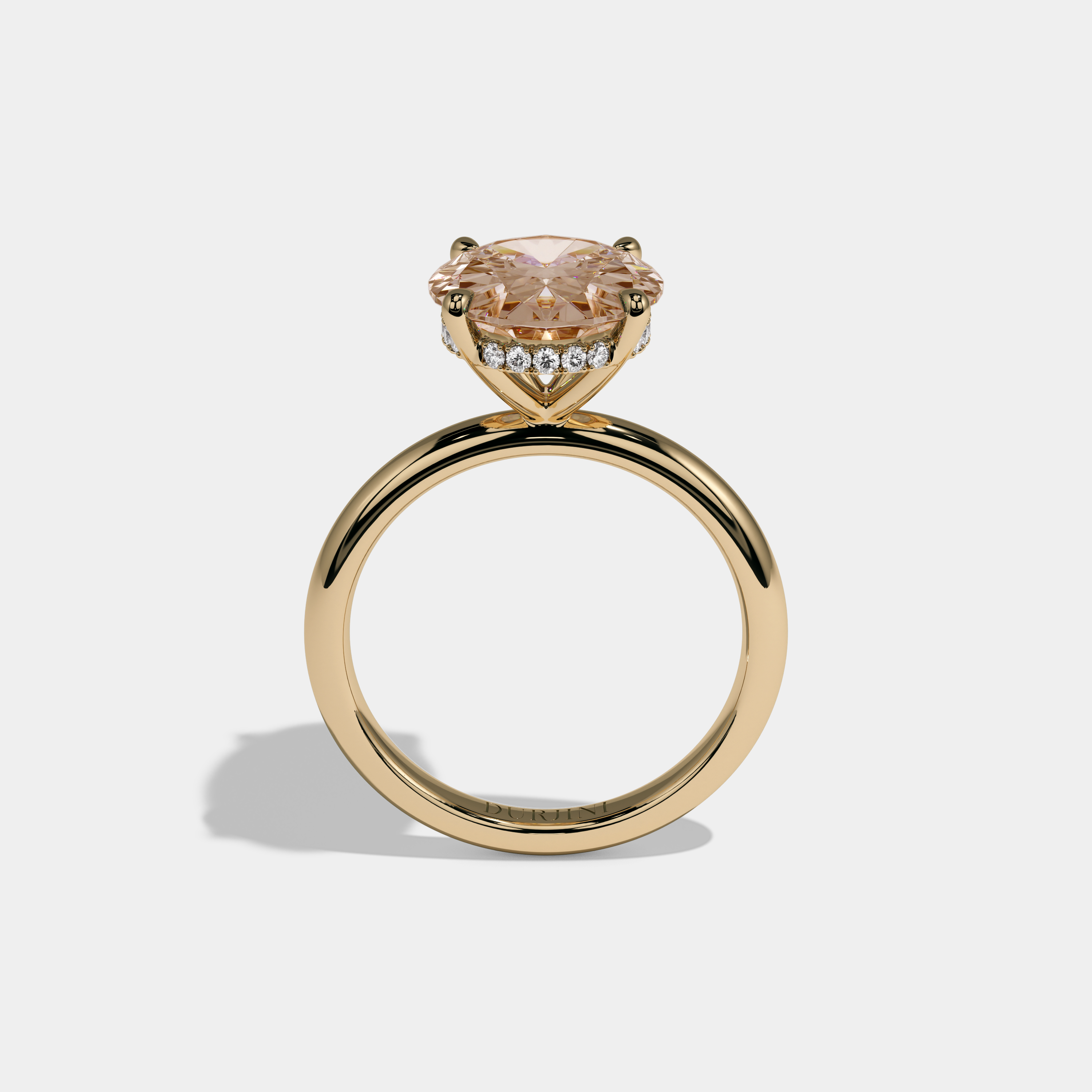 Catherine Fancy Champagne Brown Oval Cut Diamond Plain Band Engagement Ring 6.5ct 18K Yellow Gold