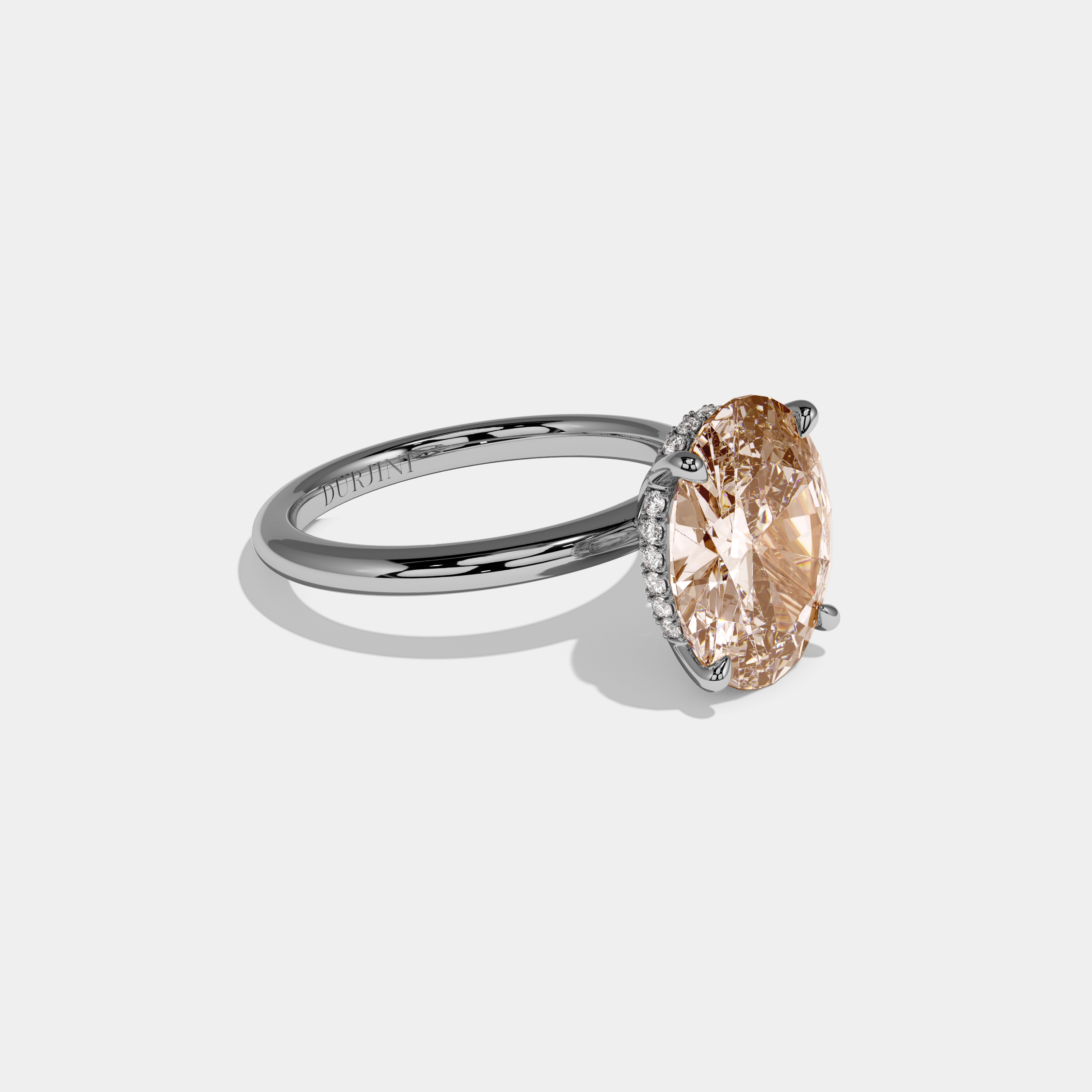 Louisa Fancy Champagne Brown Oval Cut Diamond Plain Band Engagement Ring 6.5ct 18K White Gold