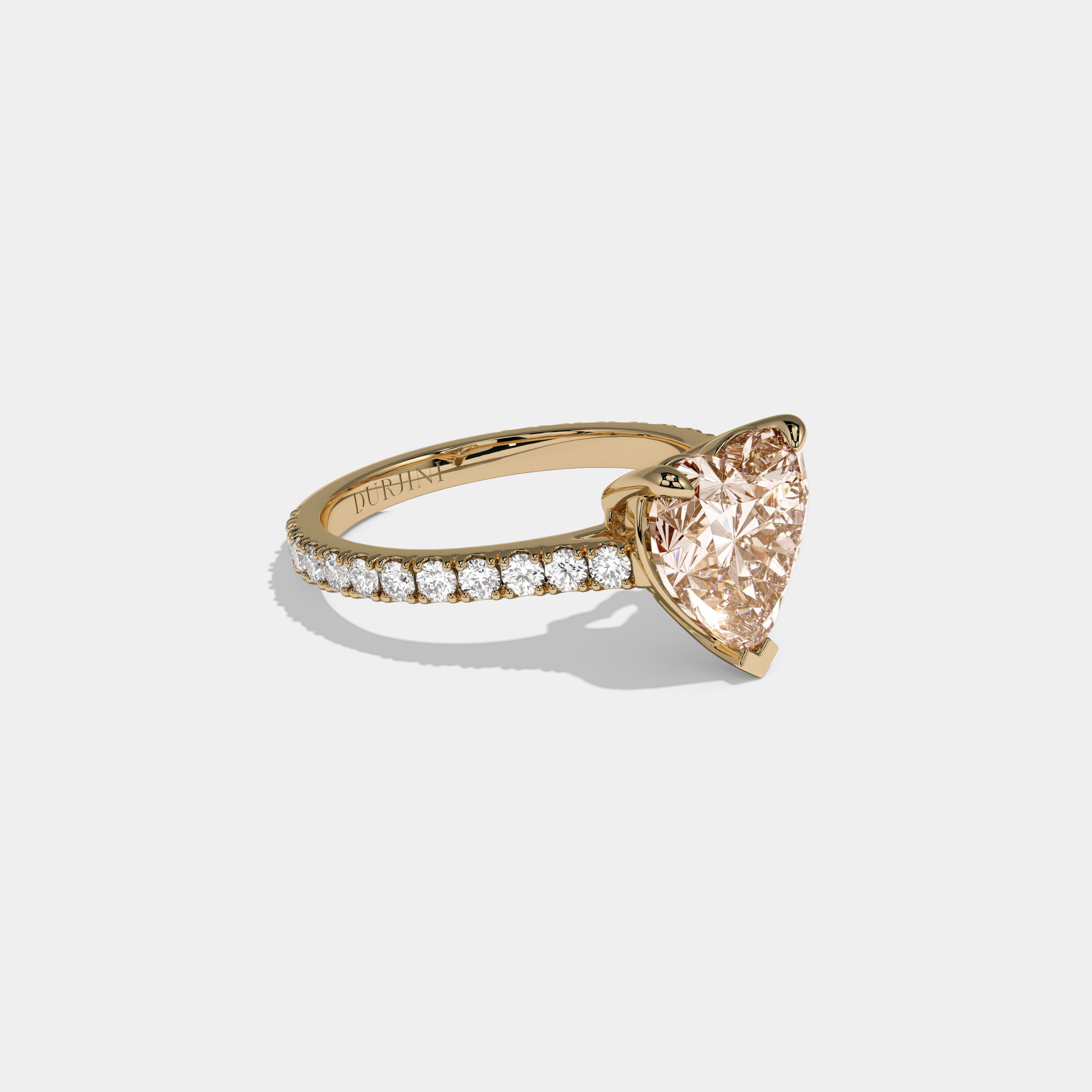 Catherine Fancy Champagne Brown Heart Cut Diamond Engagement Ring 7ct 18K Yellow Gold