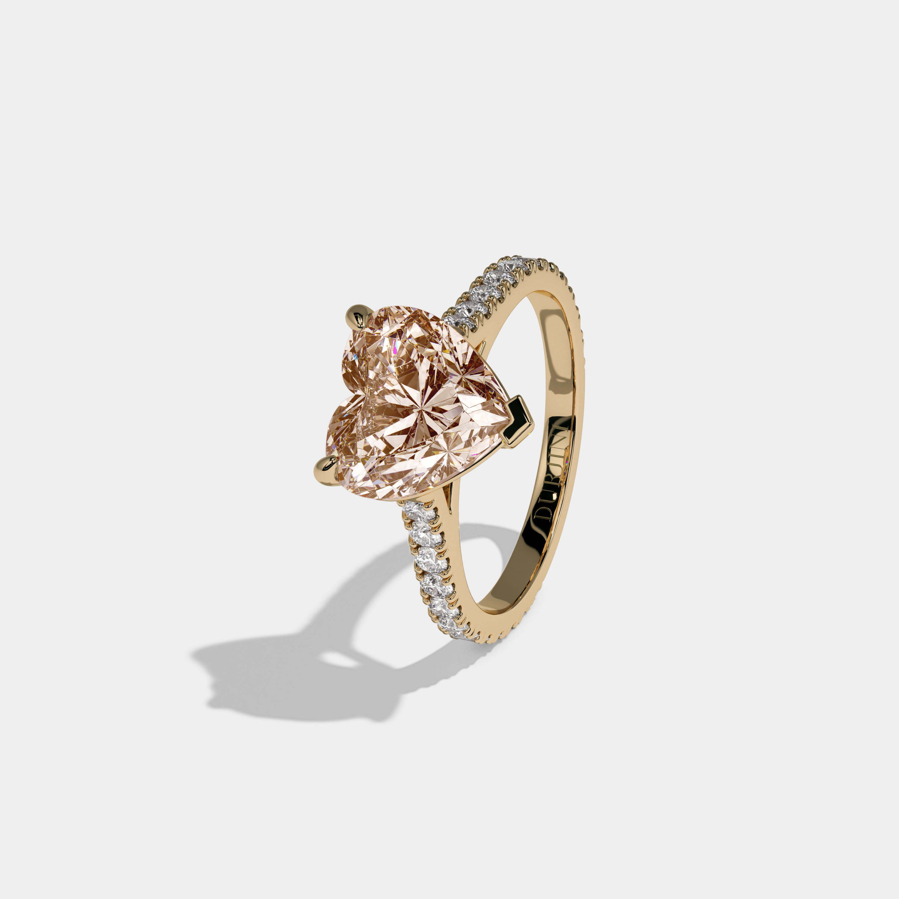 Catherine Fancy Champagne Brown Heart Cut Diamond Engagement Ring 7ct 18K Yellow Gold