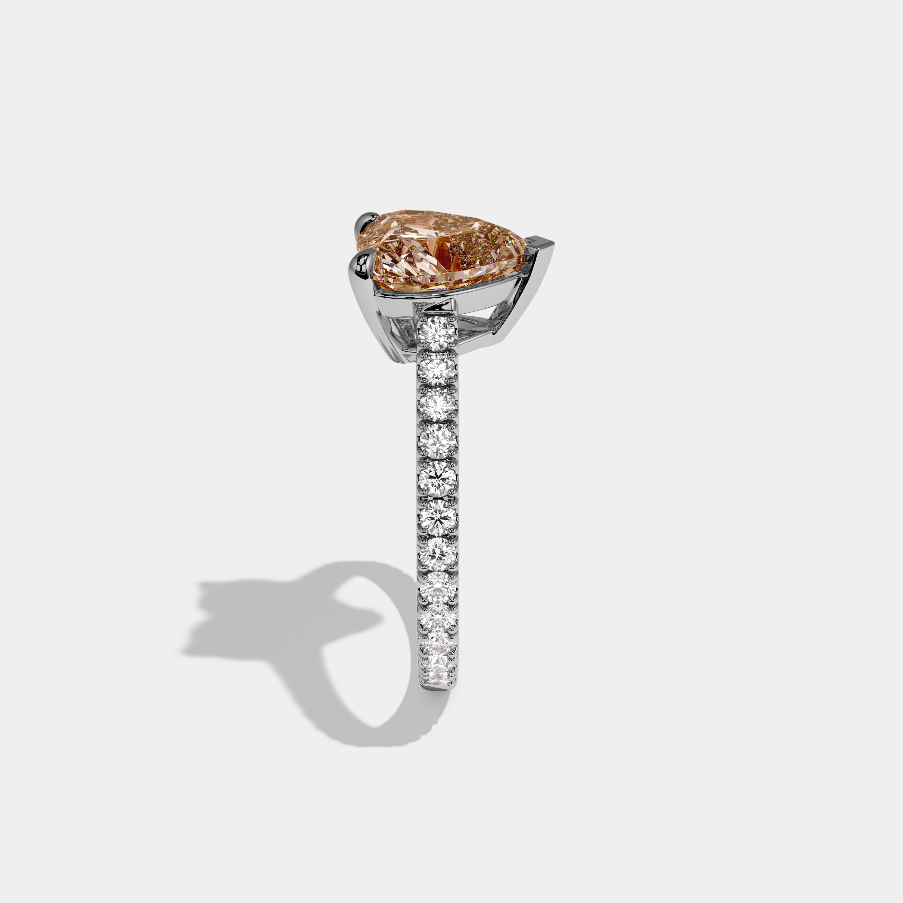 Louisa Fancy Champagne Brown Heart Cut Diamond Engagement Ring 7ct 18K White Gold