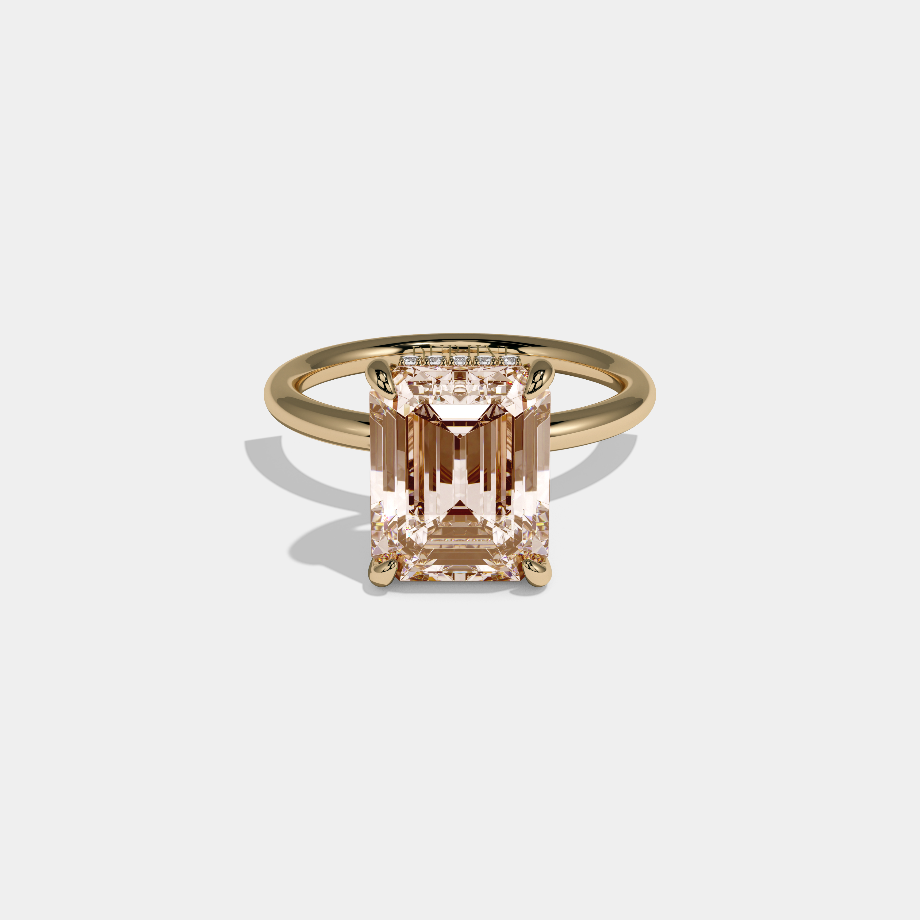 Augusta Fancy Champagne Brown Emerald Cut Diamond Plain Band Engagement Ring 6.50ct 18k Yellow Gold