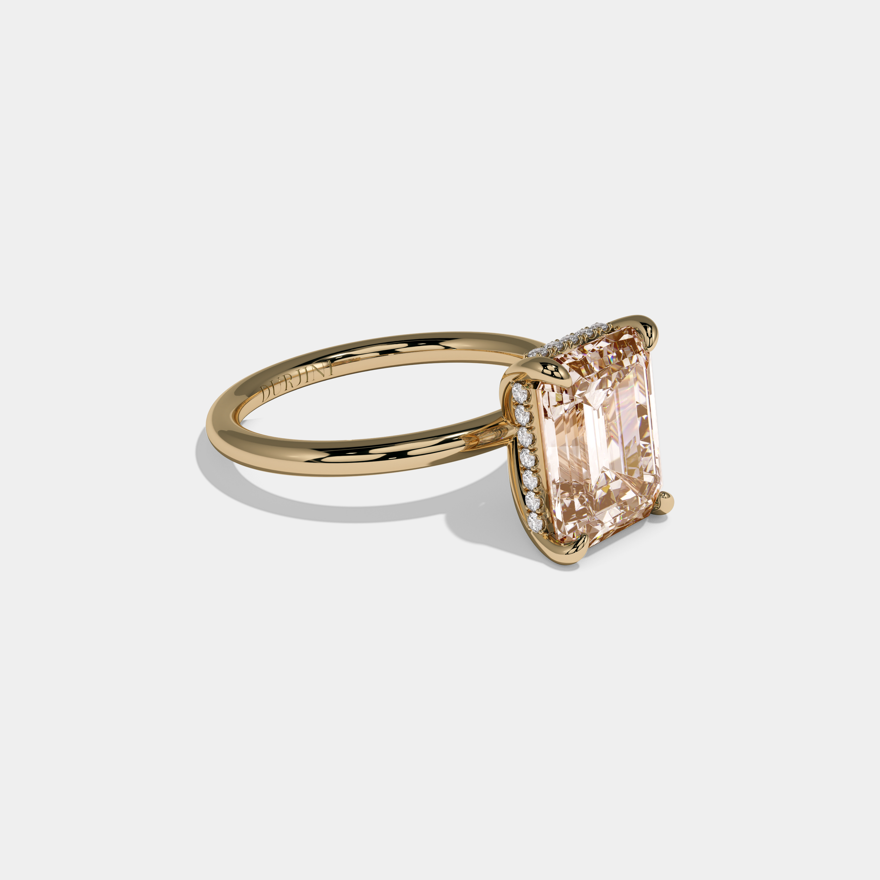 Augusta Fancy Champagne Brown Emerald Cut Diamond Plain Band Engagement Ring 6.50ct 18k Yellow Gold