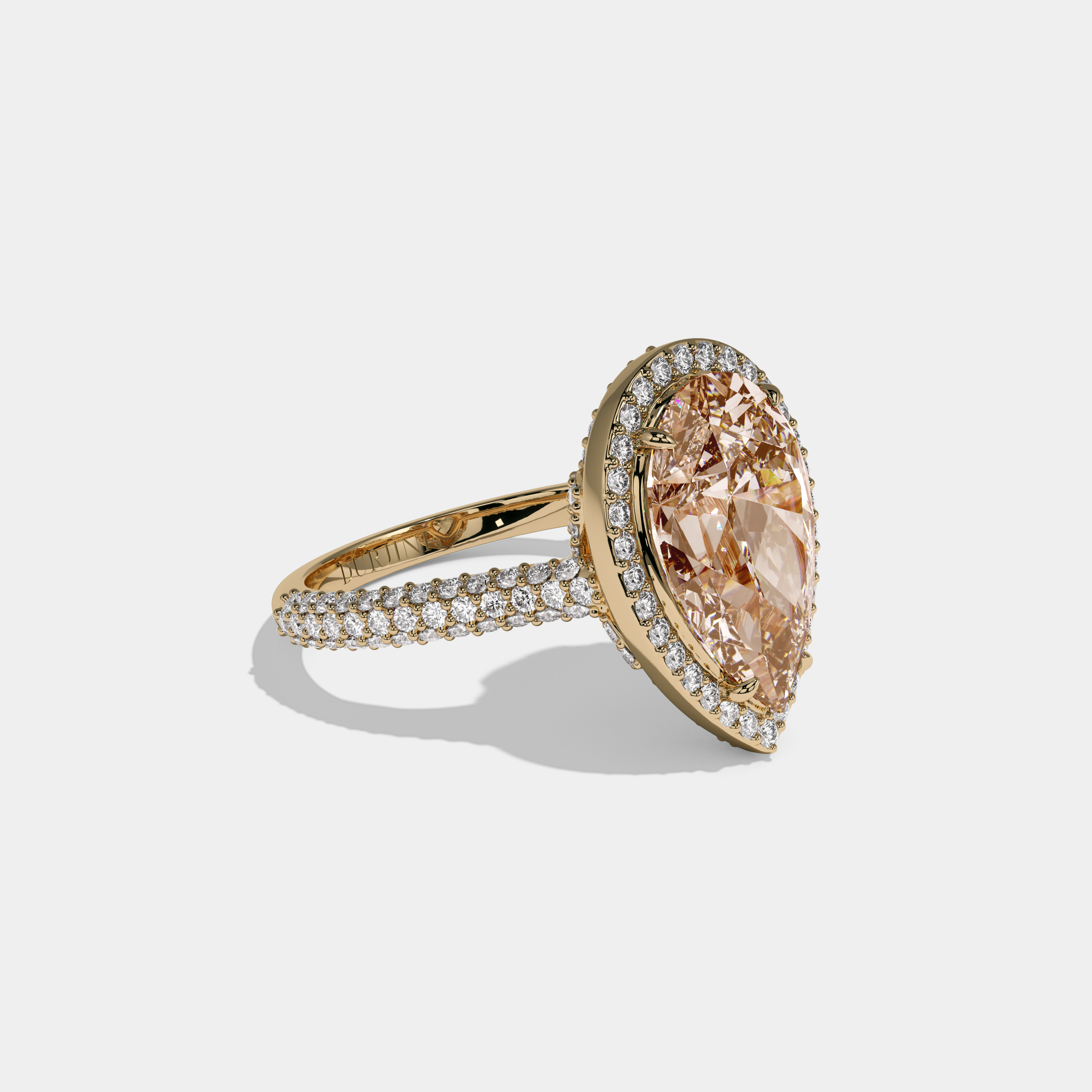 Augusta Fancy Champagne Brown Pear Cut Diamond Band Engagement Ring 8ct 18k Yellow Gold