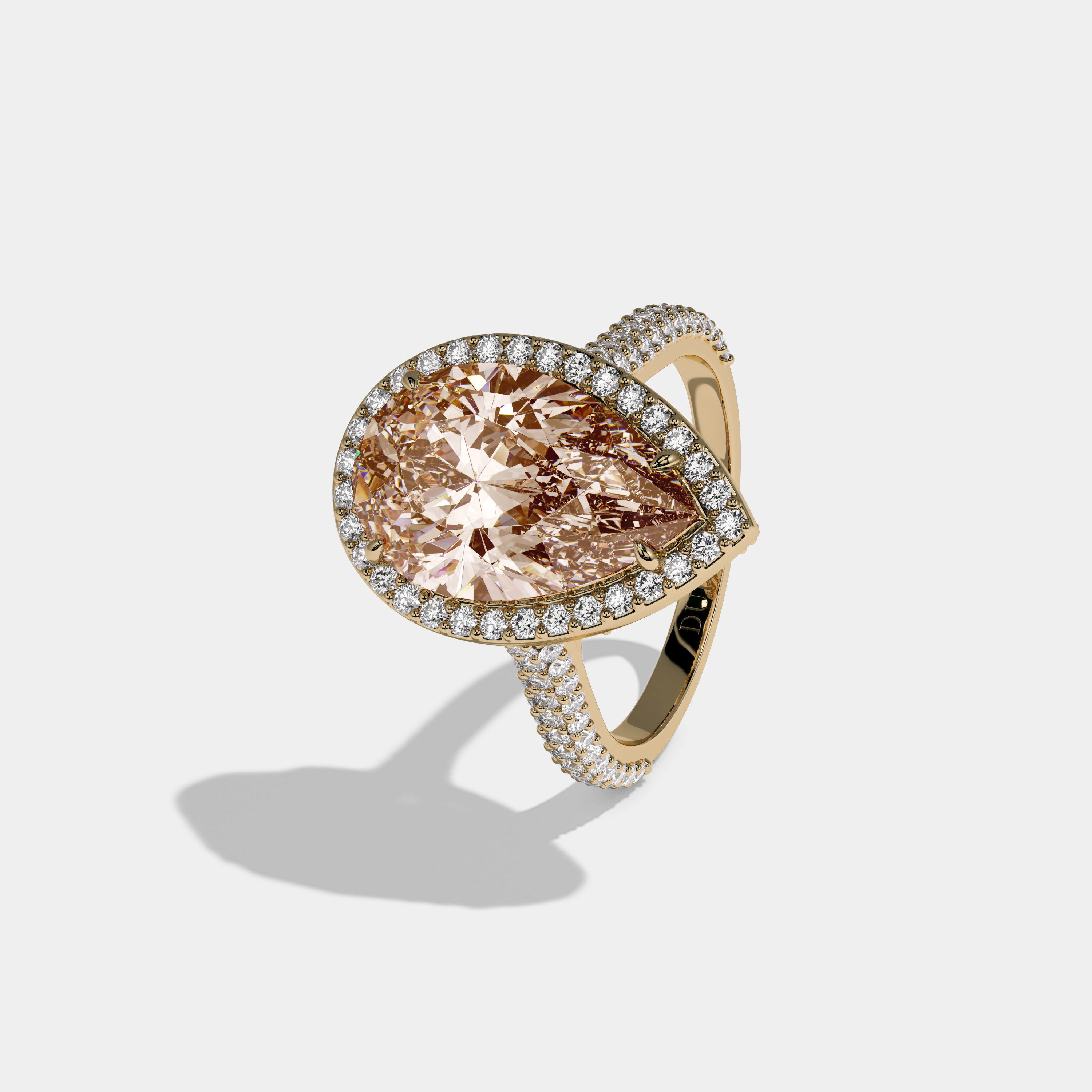 Augusta Fancy Champagne Brown Pear Cut Diamond Band Engagement Ring 8ct 18k Yellow Gold