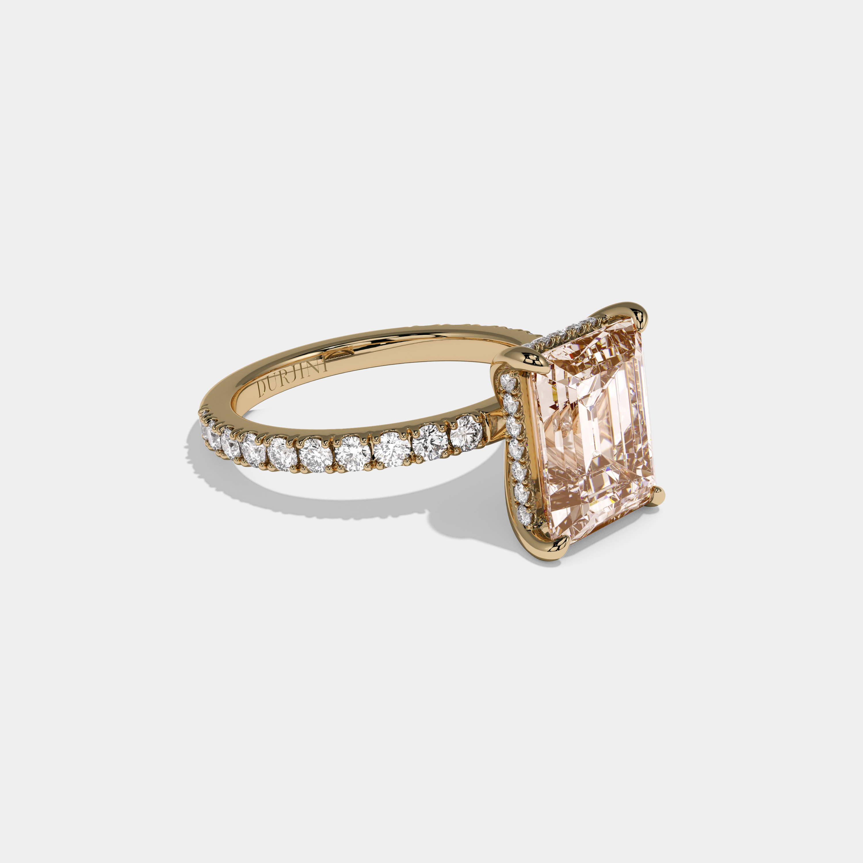 Philippa Fancy Champagne Brown Emerald Cut Diamond Band Engagement Ring 7ct 18K Yellow Gold