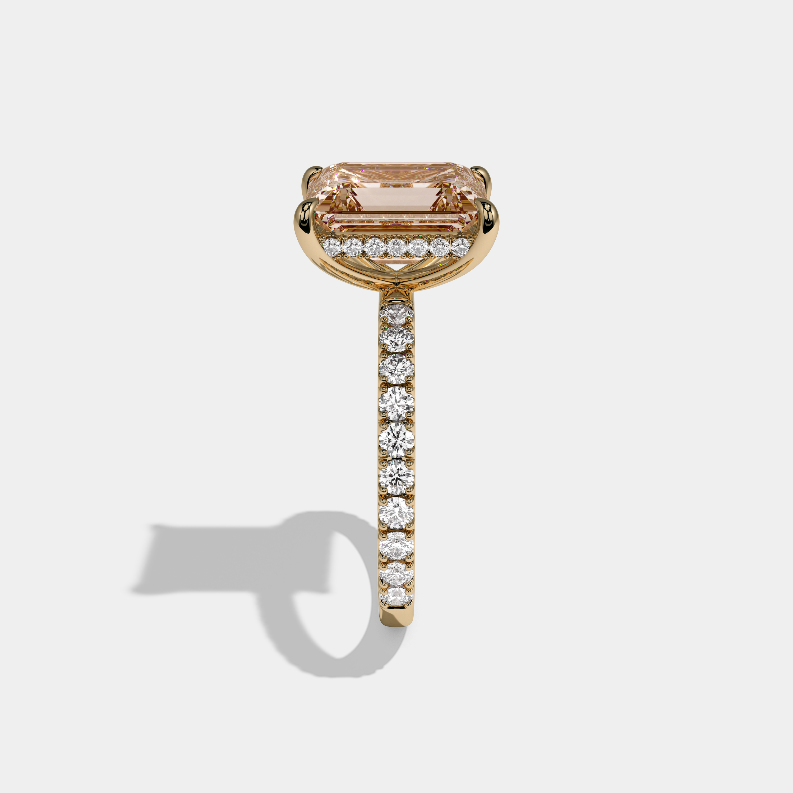 Philippa Fancy Champagne Brown Emerald Cut Diamond Band Engagement Ring 7ct 18K Yellow Gold