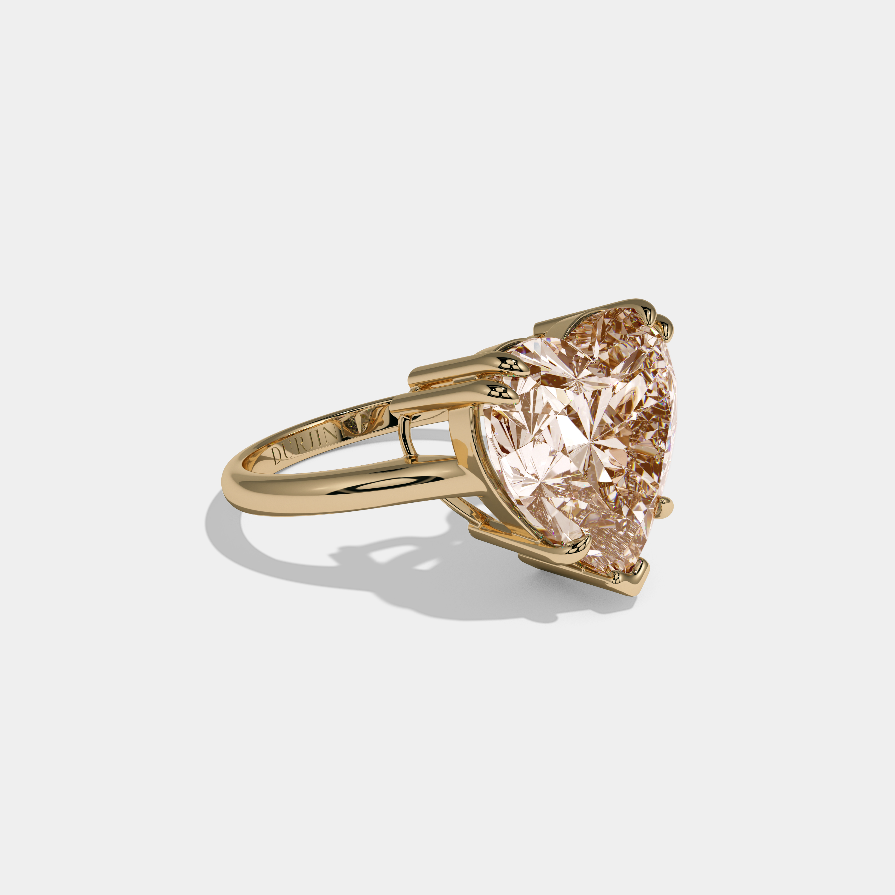 Alexandra Fancy Champagne Brown Heart Brilliant Cut Diamond Plain Band Engagement Ring 6ct 18K Yellow Gold