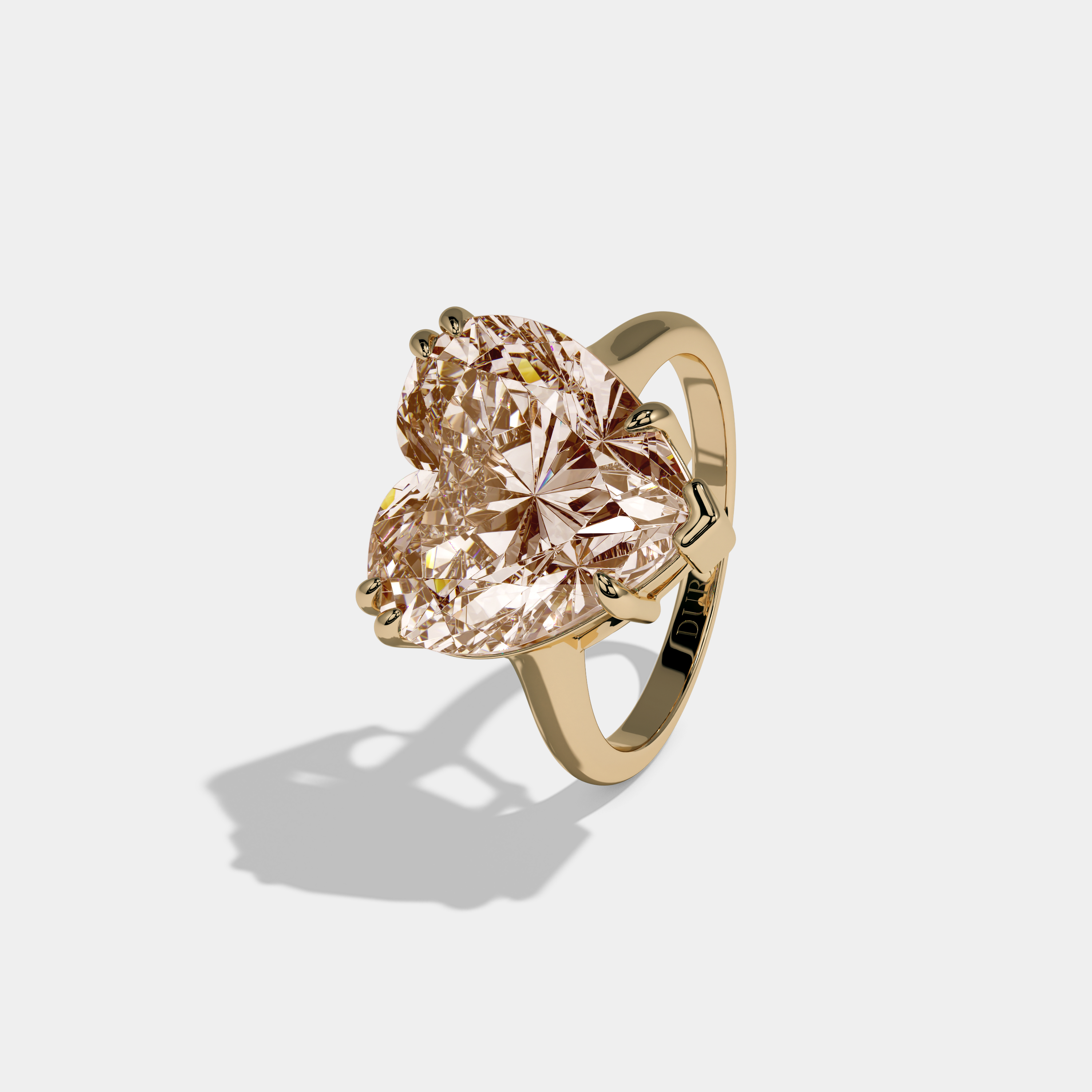Alexandra Fancy Champagne Brown Heart Brilliant Cut Diamond Plain Band Engagement Ring 6ct 18K Yellow Gold