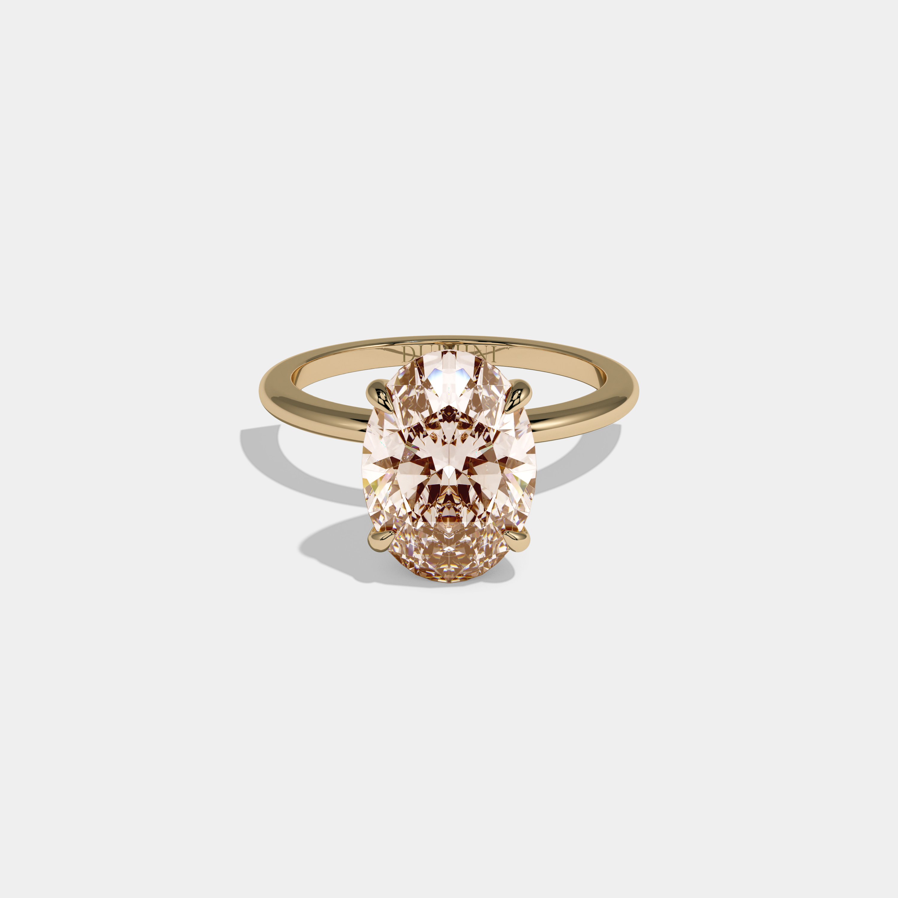 Mary Fancy Champagne Brown Oval Cut Diamond Plain Band Engagement Ring 6.5ct 18K Yellow Gold