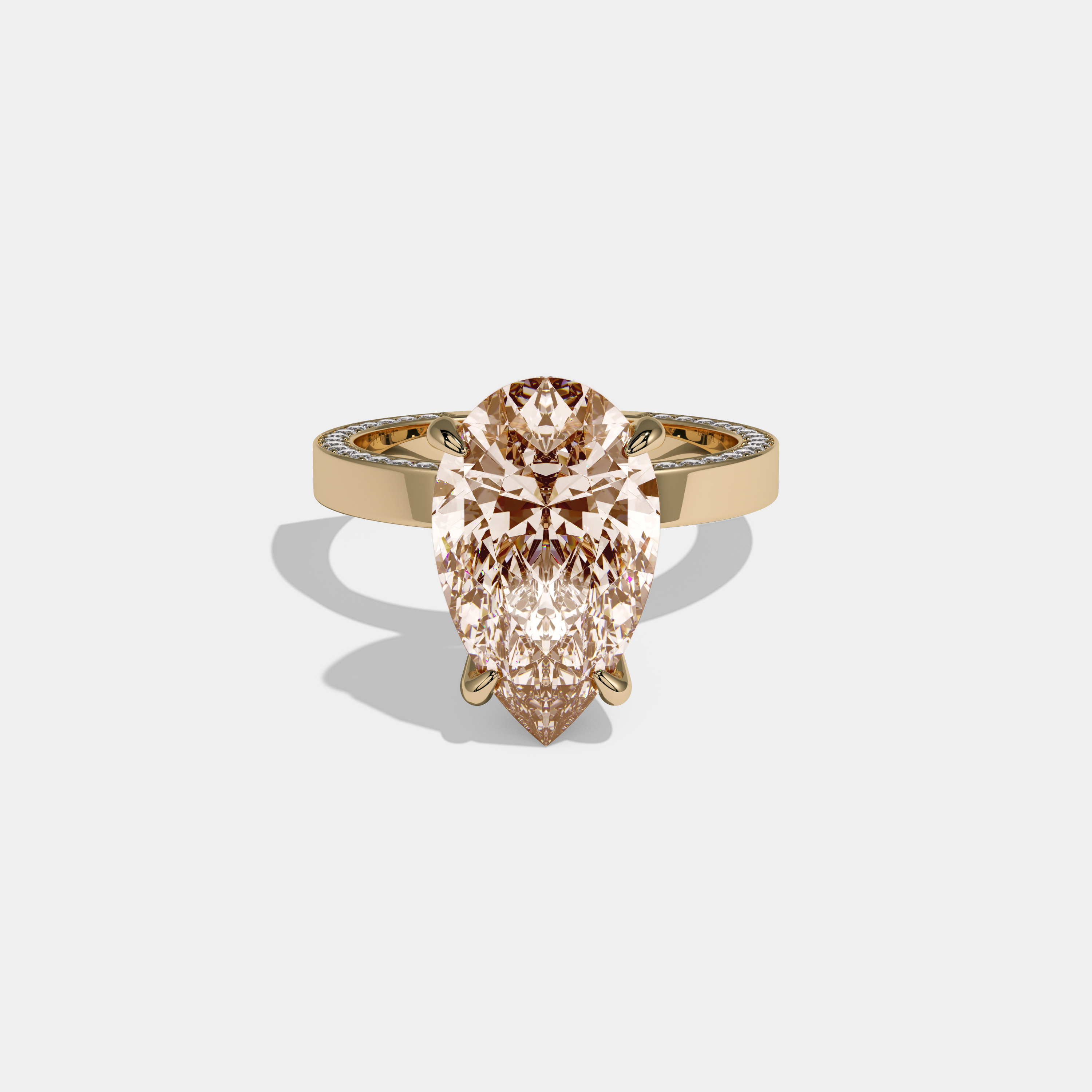 Louise Fancy Champagne Brown Pear Cut Diamond Hidden Band Engagement Ring 6ct 18K Yellow Gold