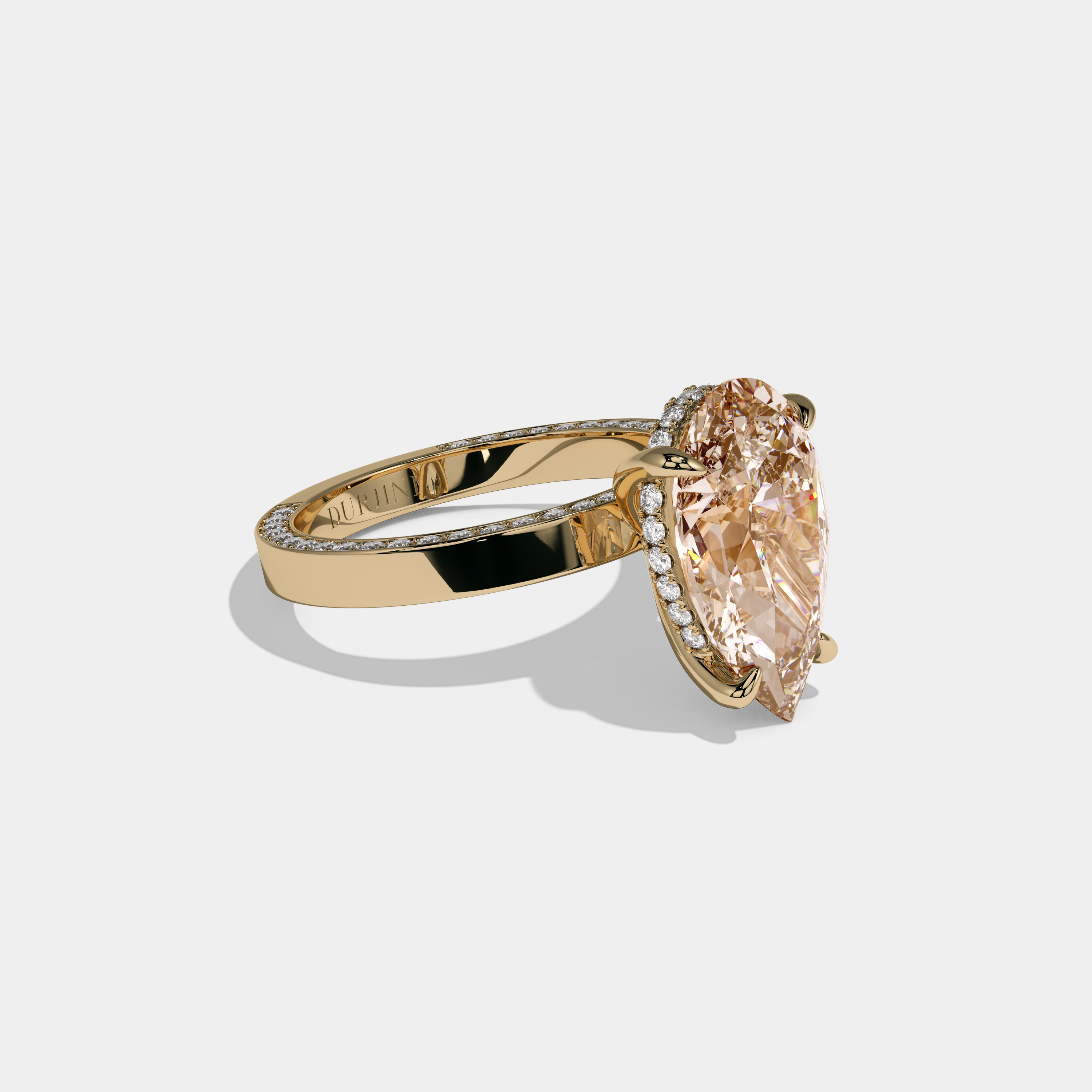 Louise Fancy Champagne Brown Pear Cut Diamond Hidden Band Engagement Ring 6ct 18K Yellow Gold