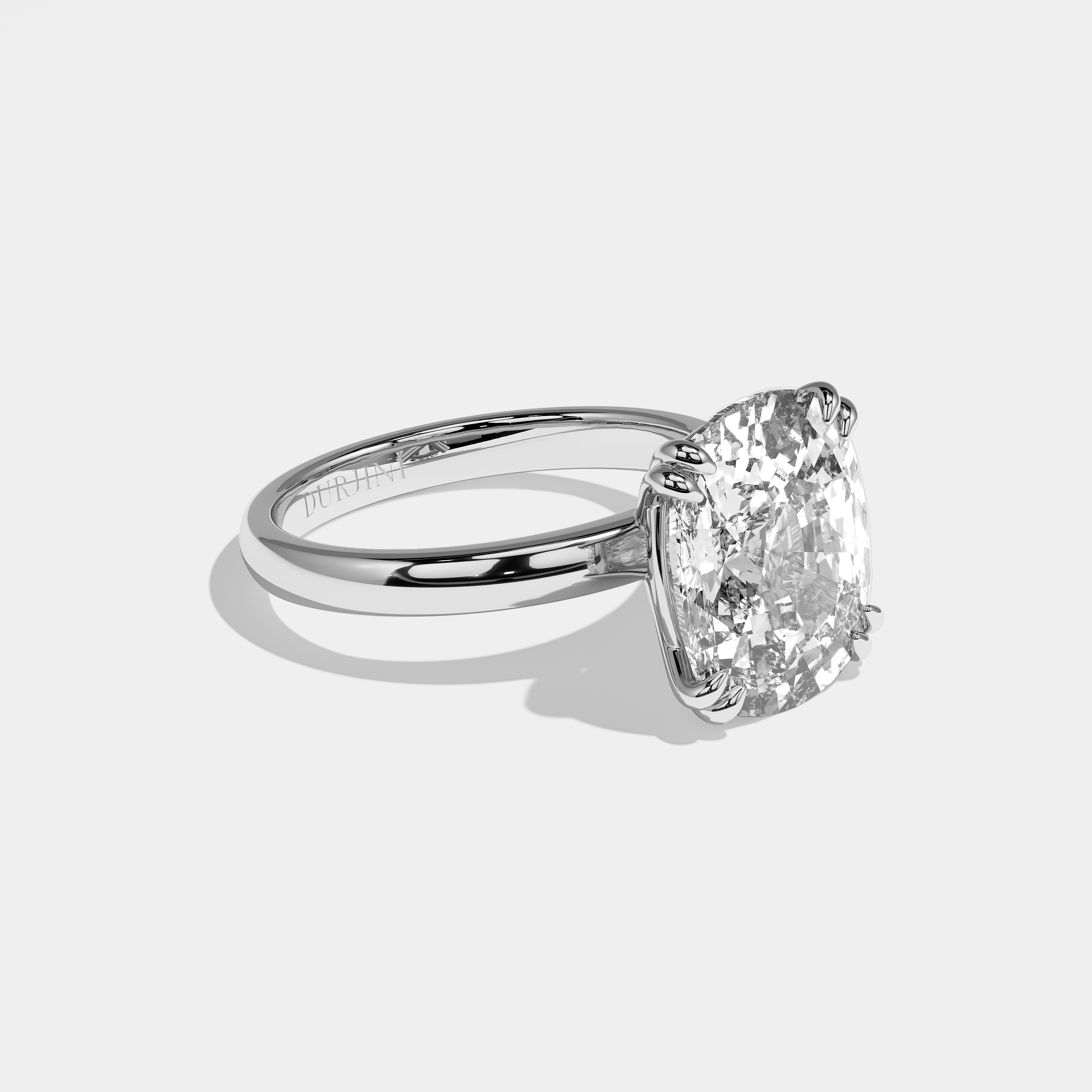 Monaco Diamond Cushion Engagement Ring 18K White Gold 4.00ct