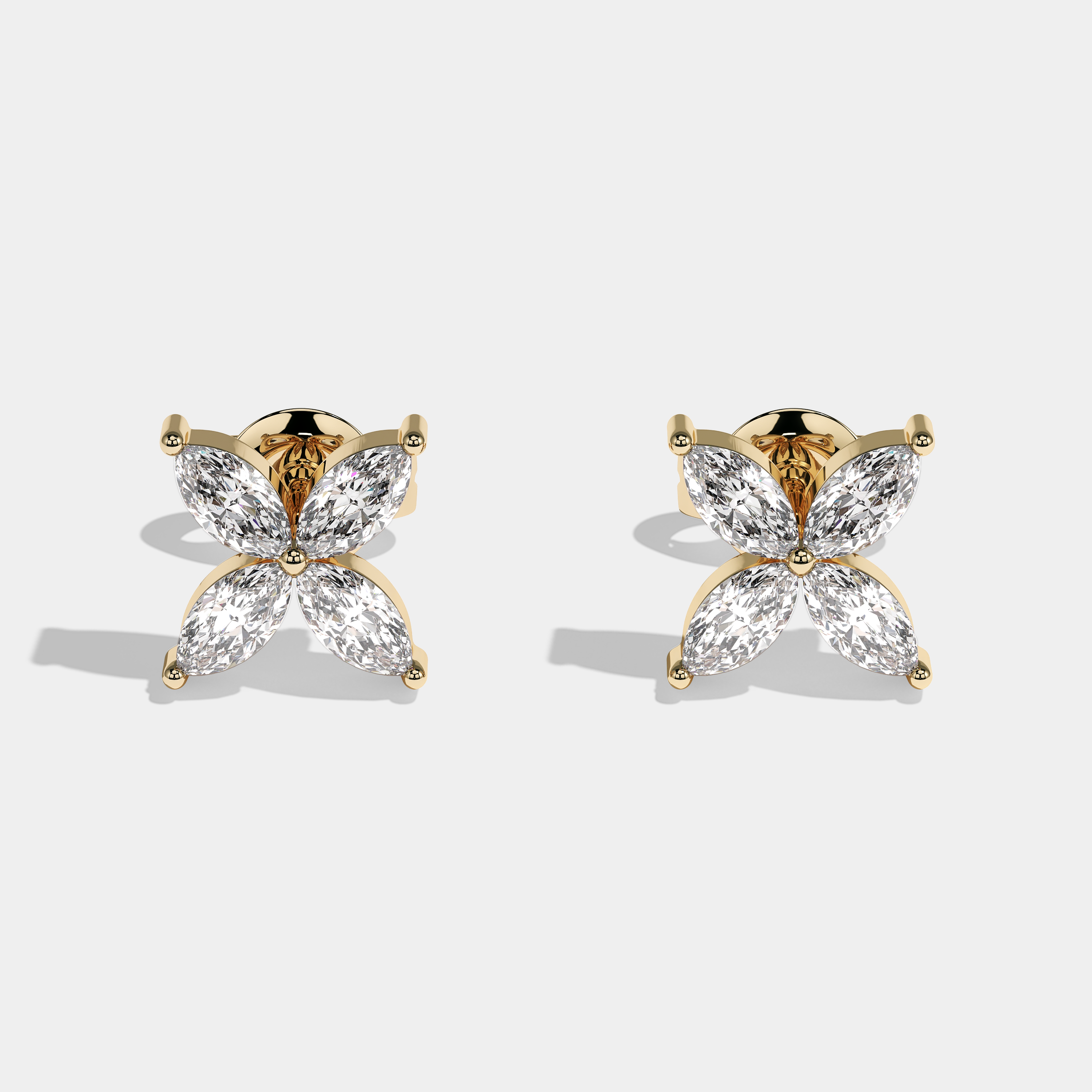 Marquee Marquise Cut Diamond Earrings Yellow Gold 2.00ct