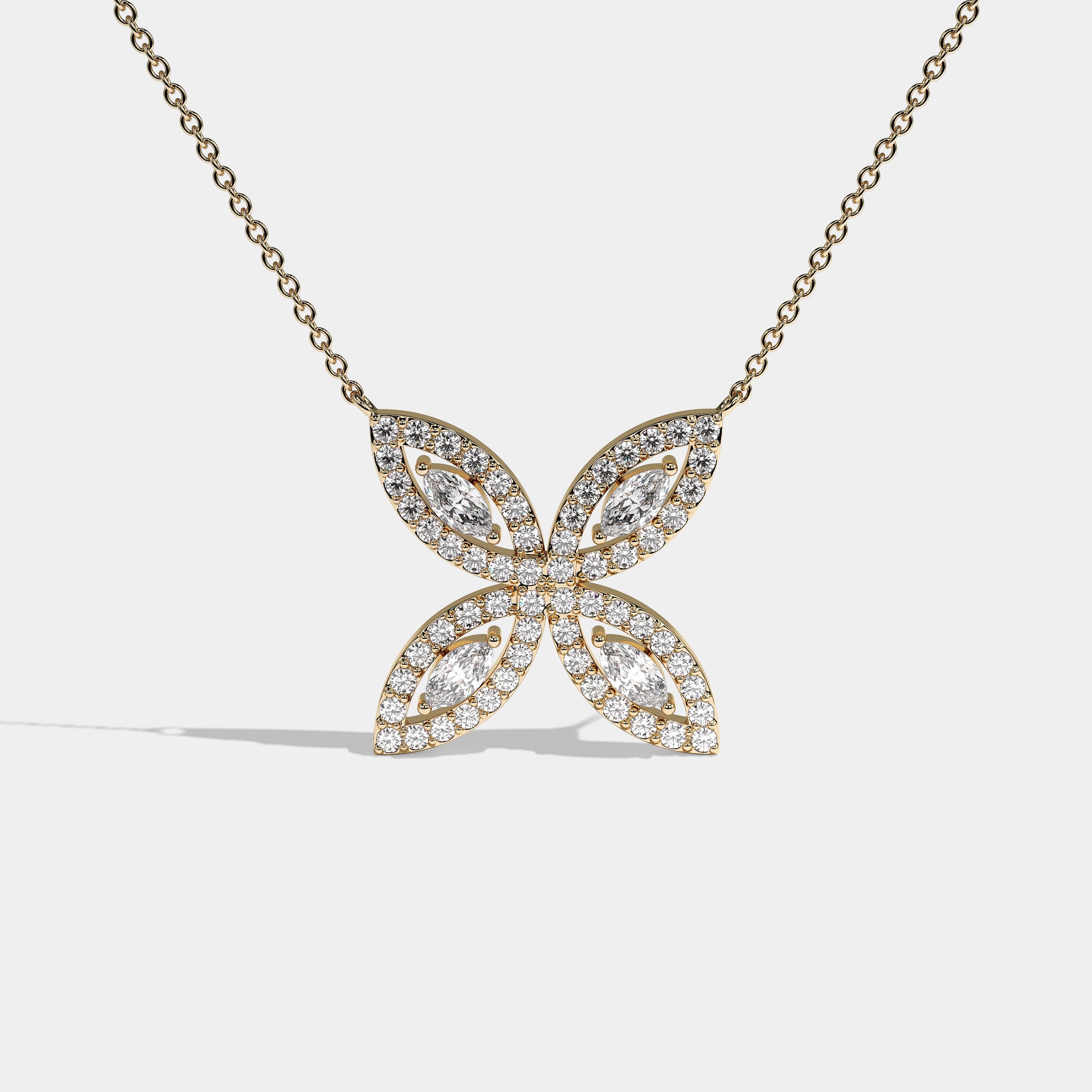 Mirror Diamond Marquise Cut Yellow Gold necklace 5.00ct