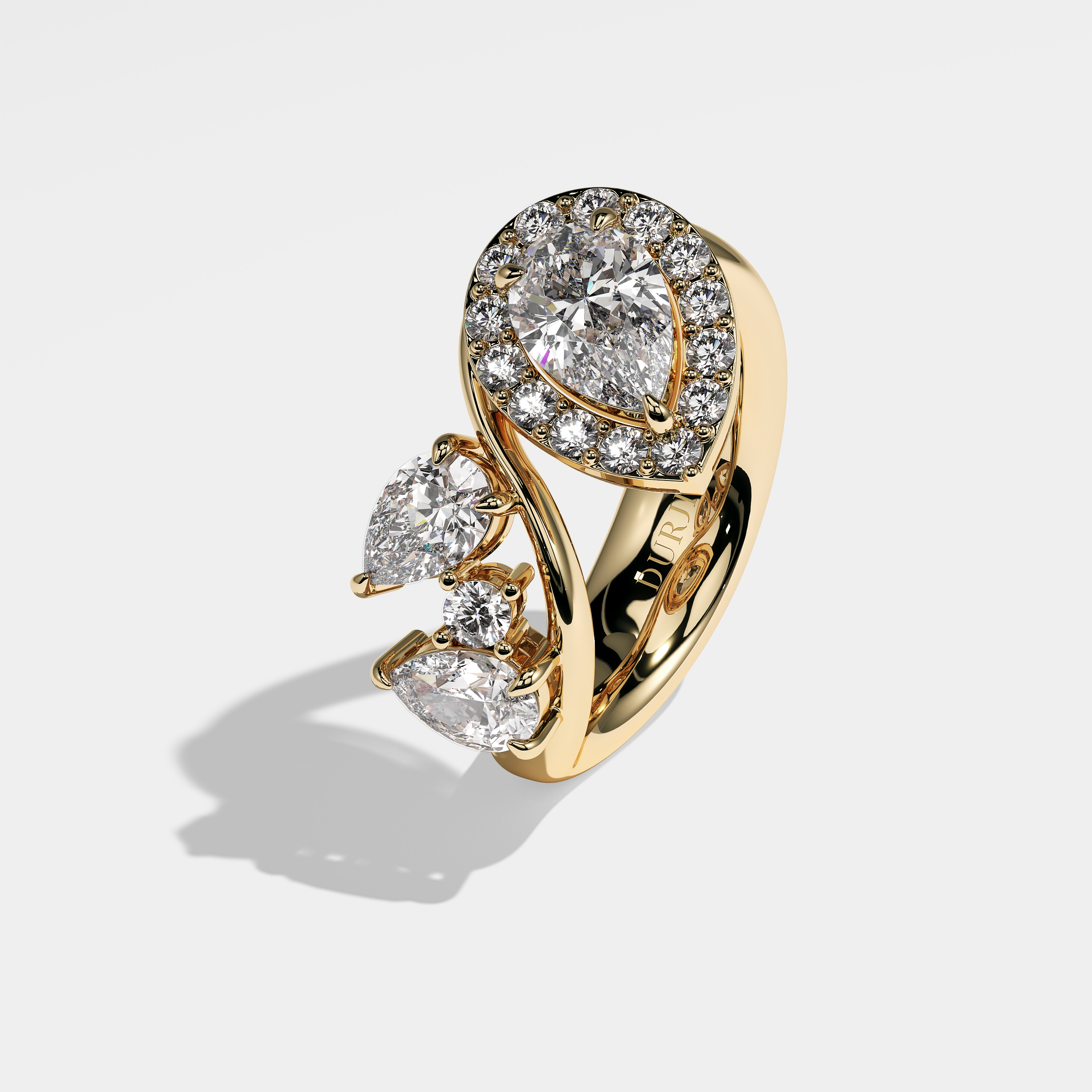 Blanche Diamond Pear Engagement Ring 18K Yellow Gold 6.00ct