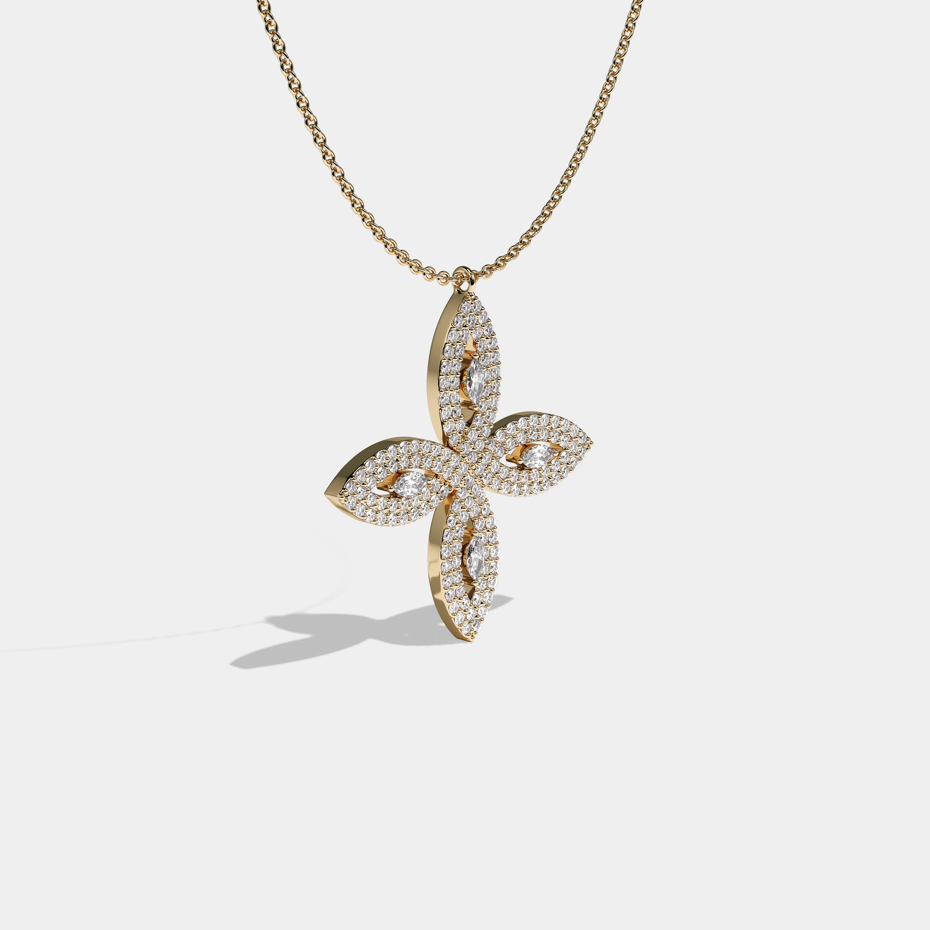 Durjini Sacrifice Diamond Marquise Cut Yellow Gold necklace 5.50ct