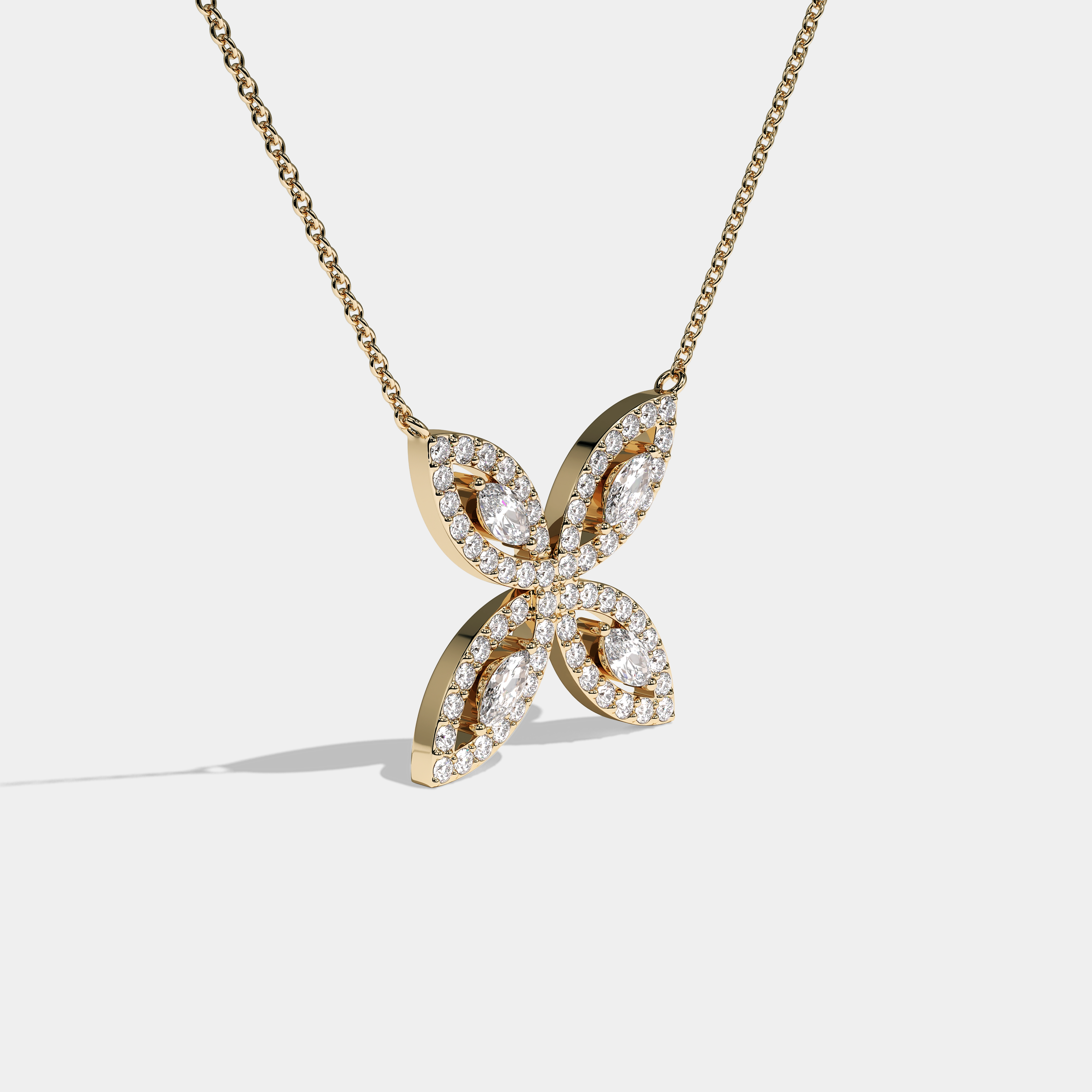 Mirror Diamond Marquise Cut Yellow Gold necklace 5.00ct